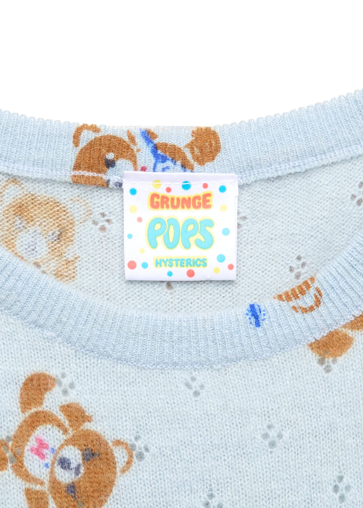 90s Hysteric Glamour Grunge Pops Fuck Bear All Over Print Knit Tee