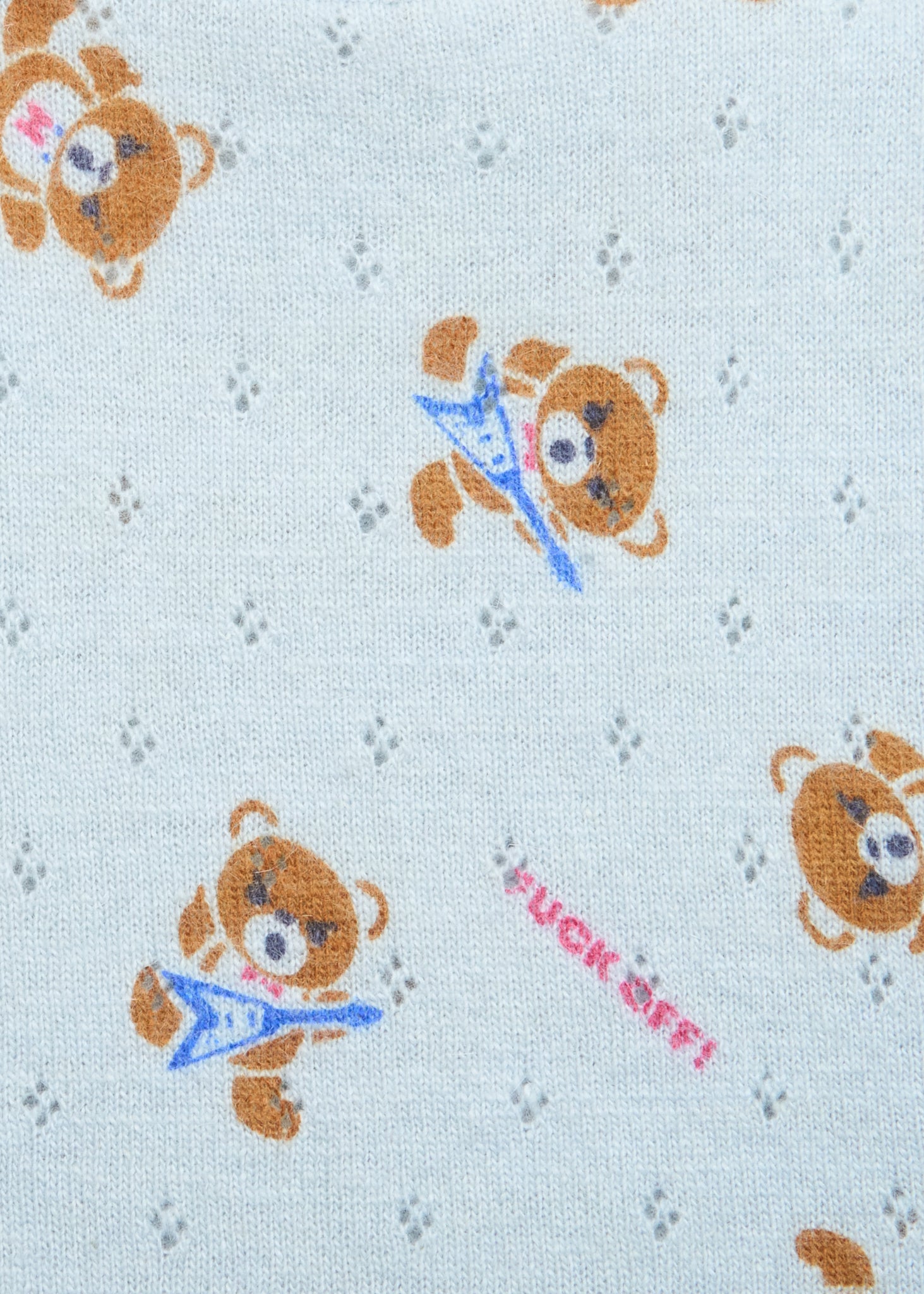 90s Hysteric Glamour Grunge Pops Fuck Bear All Over Print Knit Tee