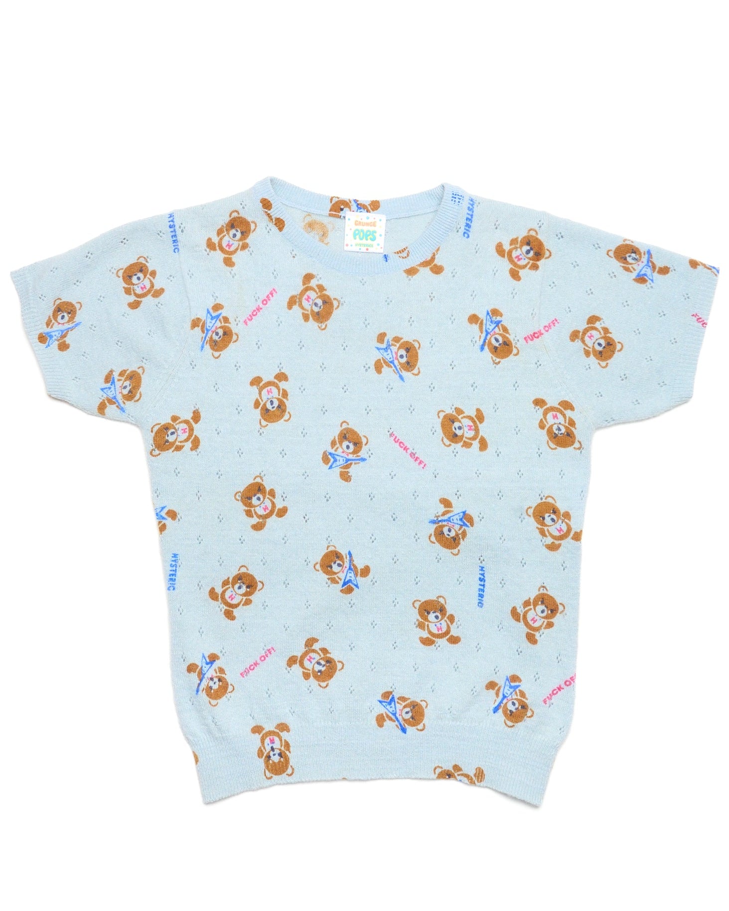90s Hysteric Glamour Grunge Pops Fuck Bear All Over Print Knit Tee