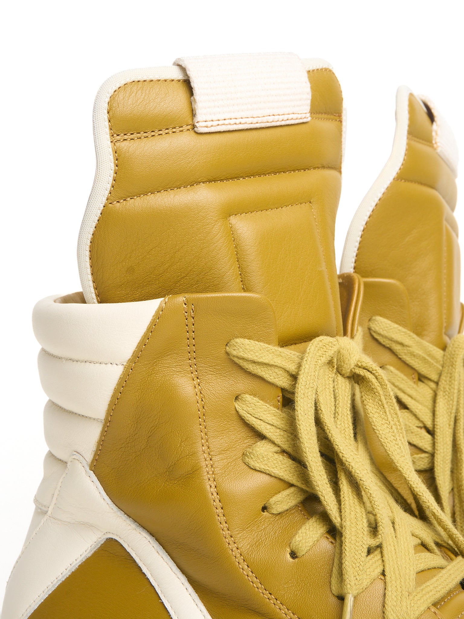 S/S23 Rick Owens “EDFU” Mustard Leather Geobasket Sneakers