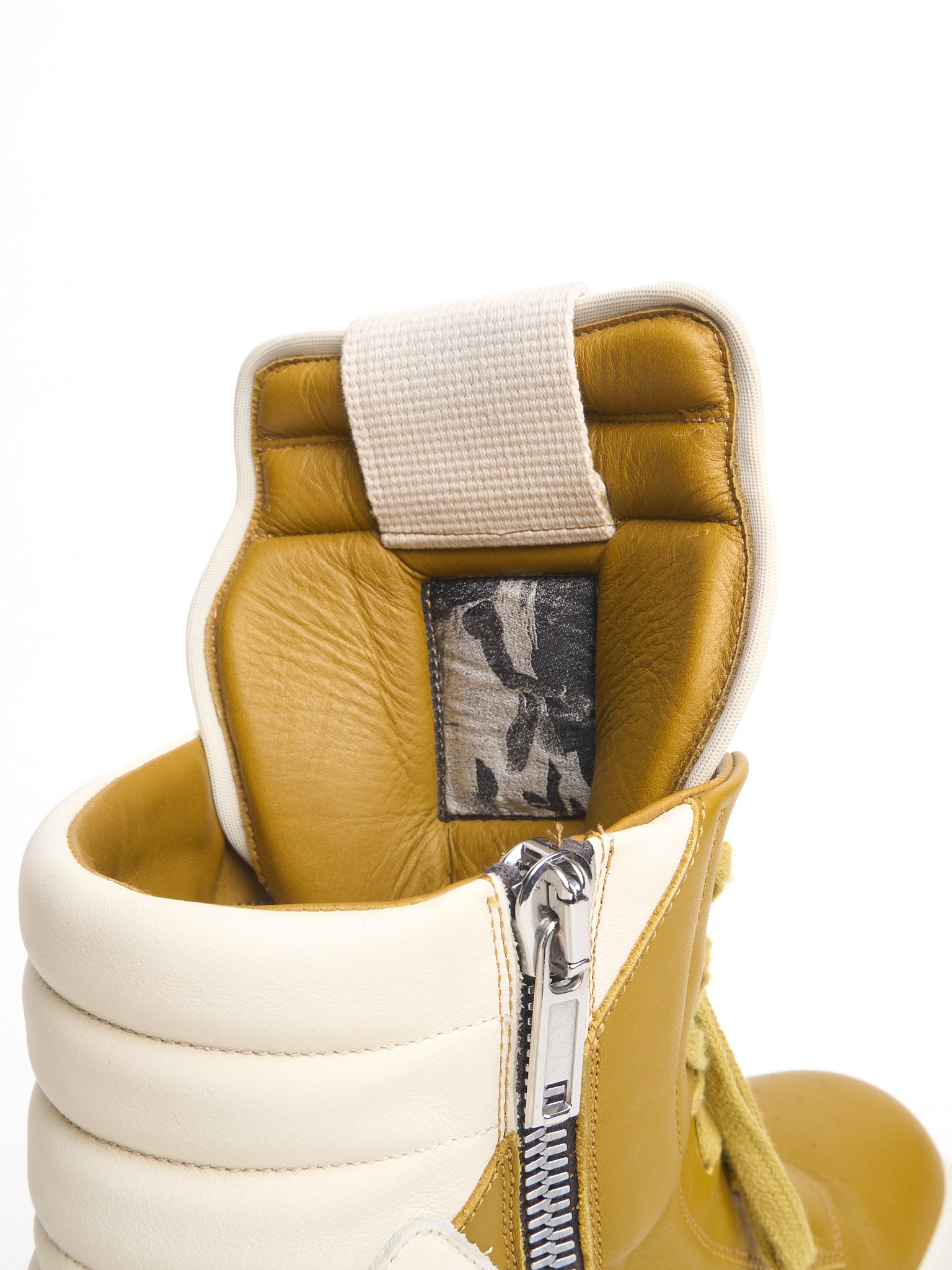 S/S23 Rick Owens “EDFU” Mustard Leather Geobasket Sneakers