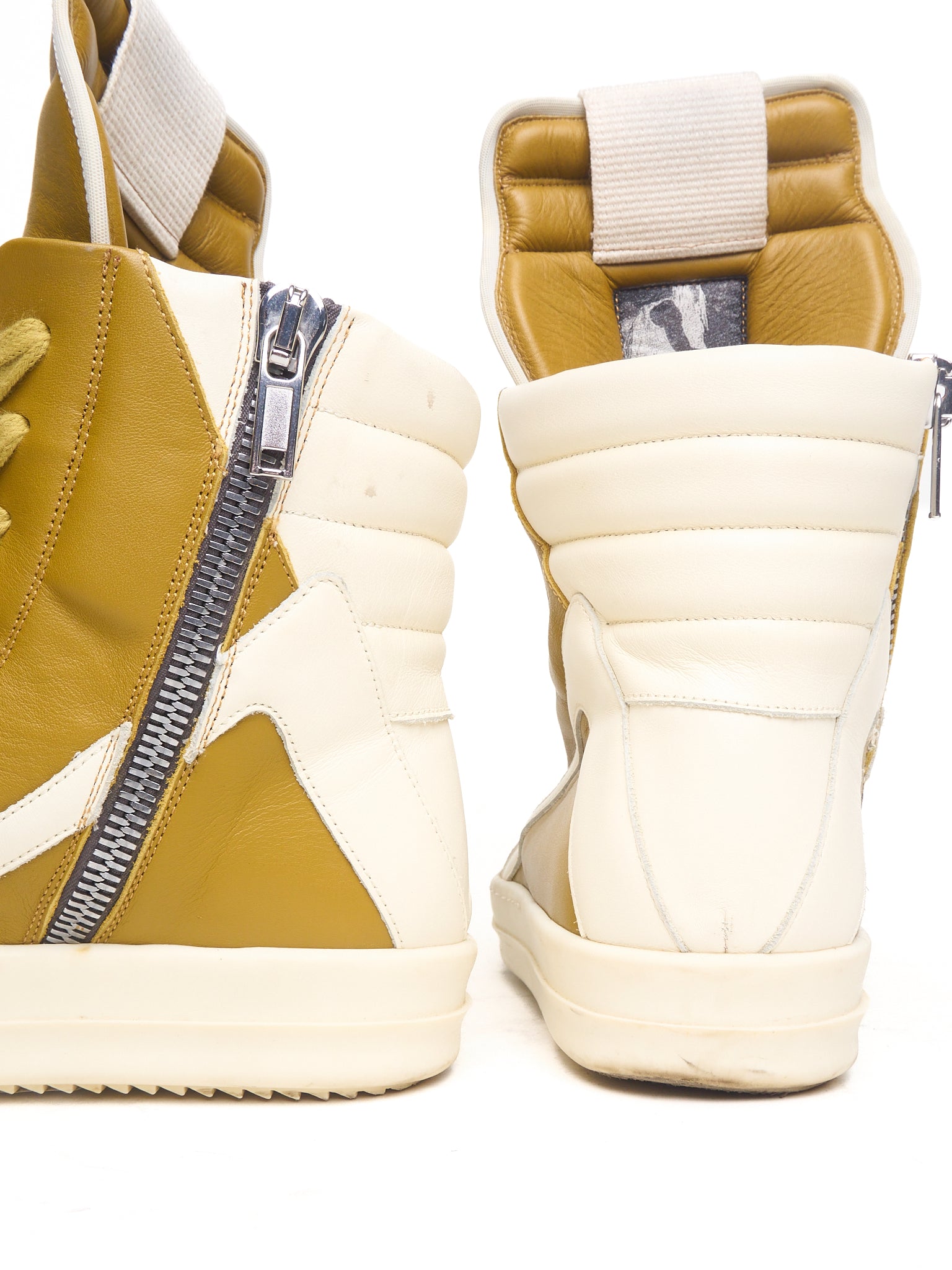 S/S23 Rick Owens “EDFU” Mustard Leather Geobasket Sneakers