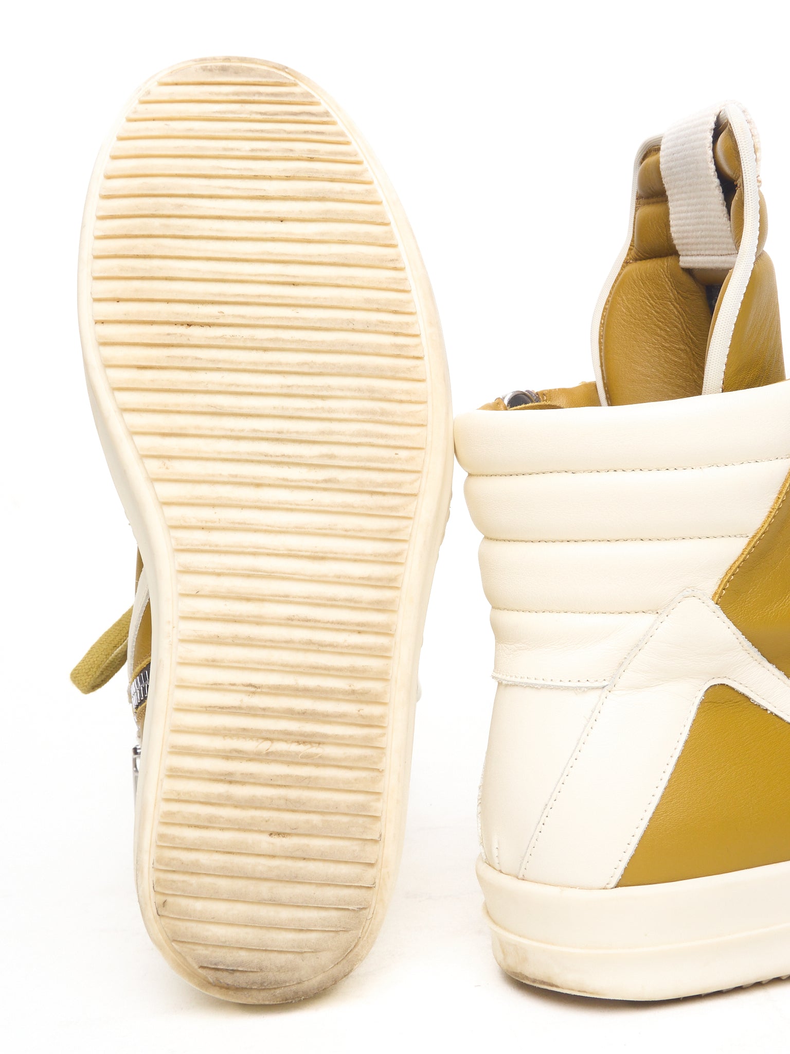 S/S23 Rick Owens “EDFU” Mustard Leather Geobasket Sneakers