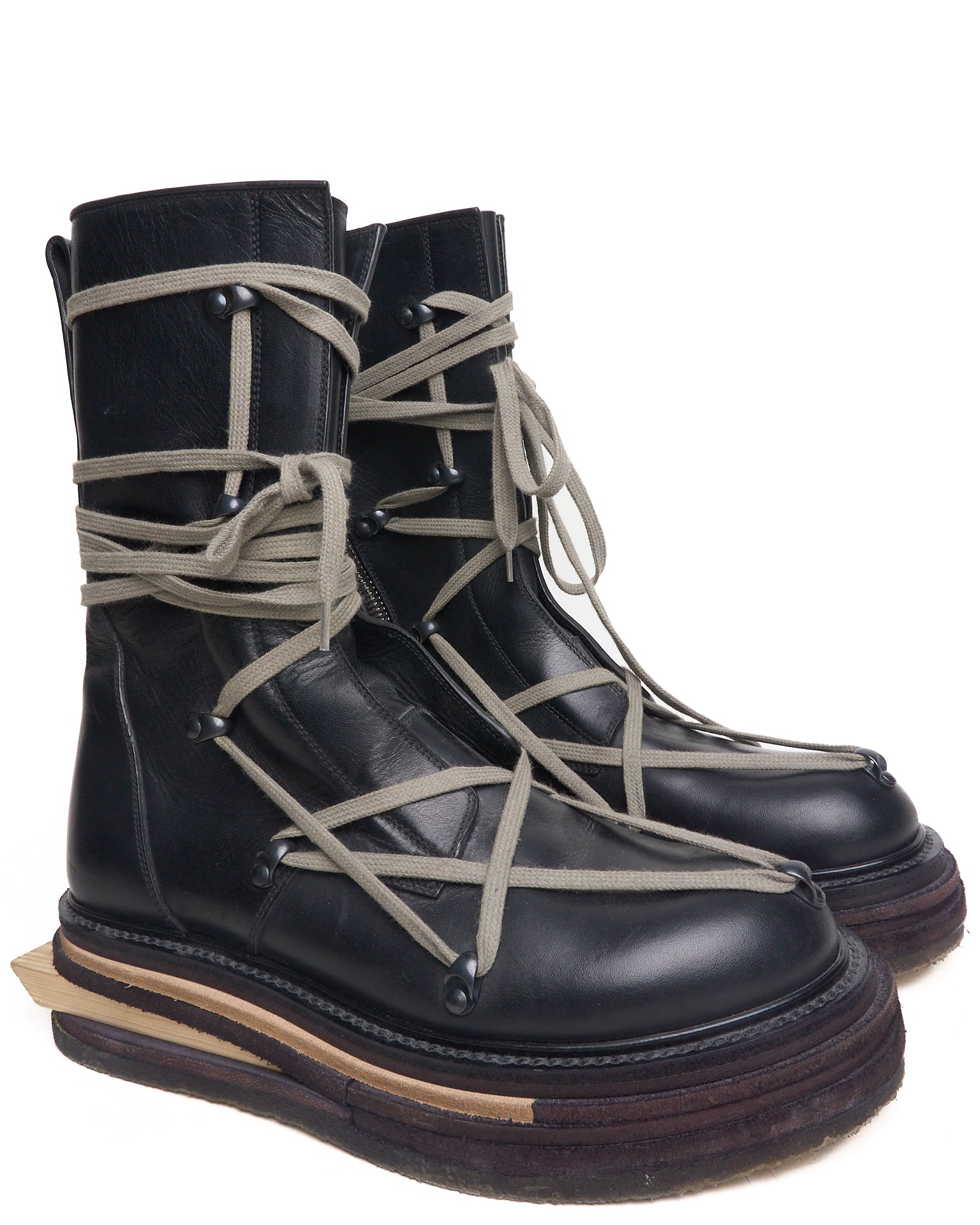 *SAMPLE* A/W17 Rick Owens Lego Platform Sole Pentagram Leather Boots