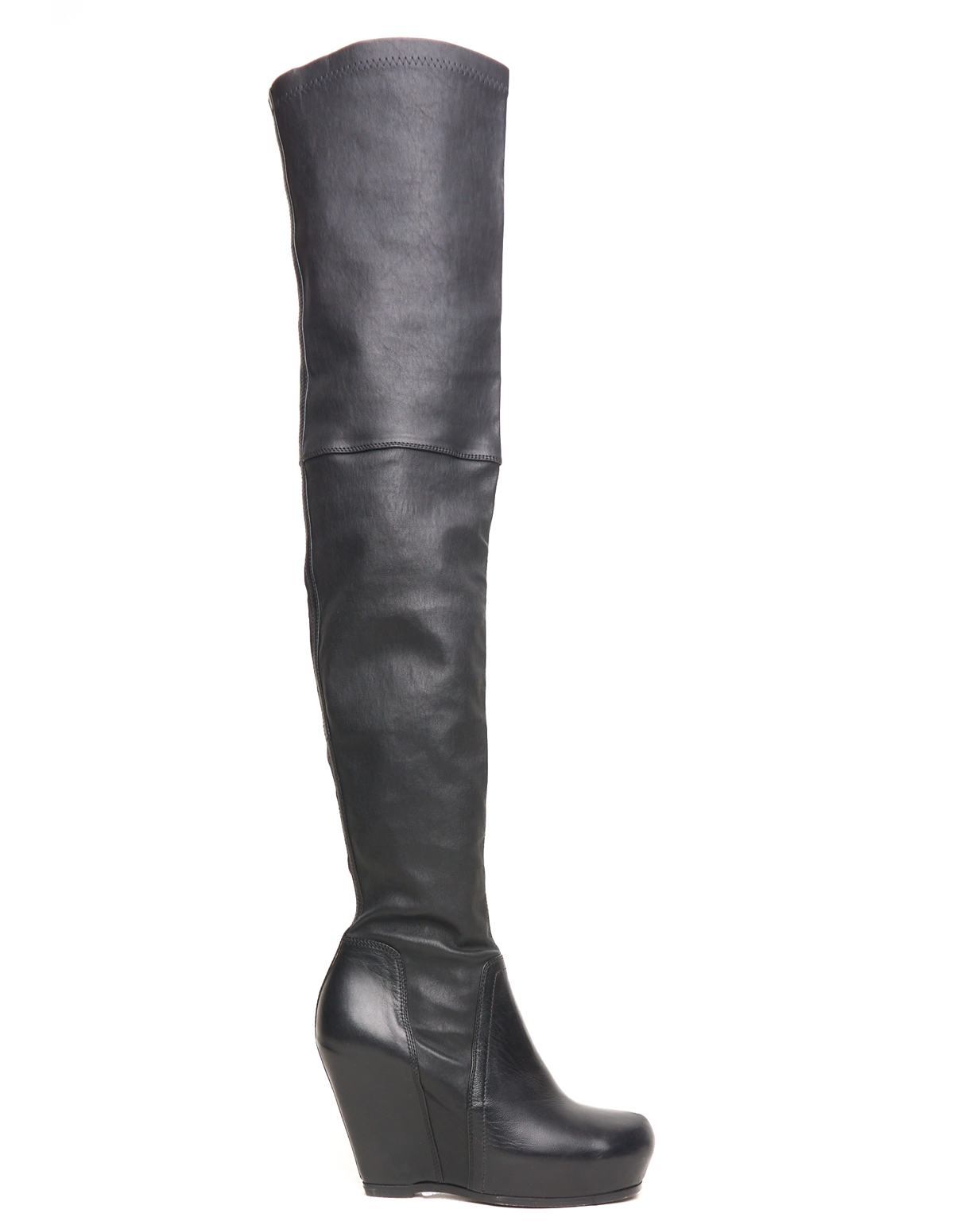 F/W25 Rick Owens “CONCORDIANS” Tall Leather Wedge Sock Boots