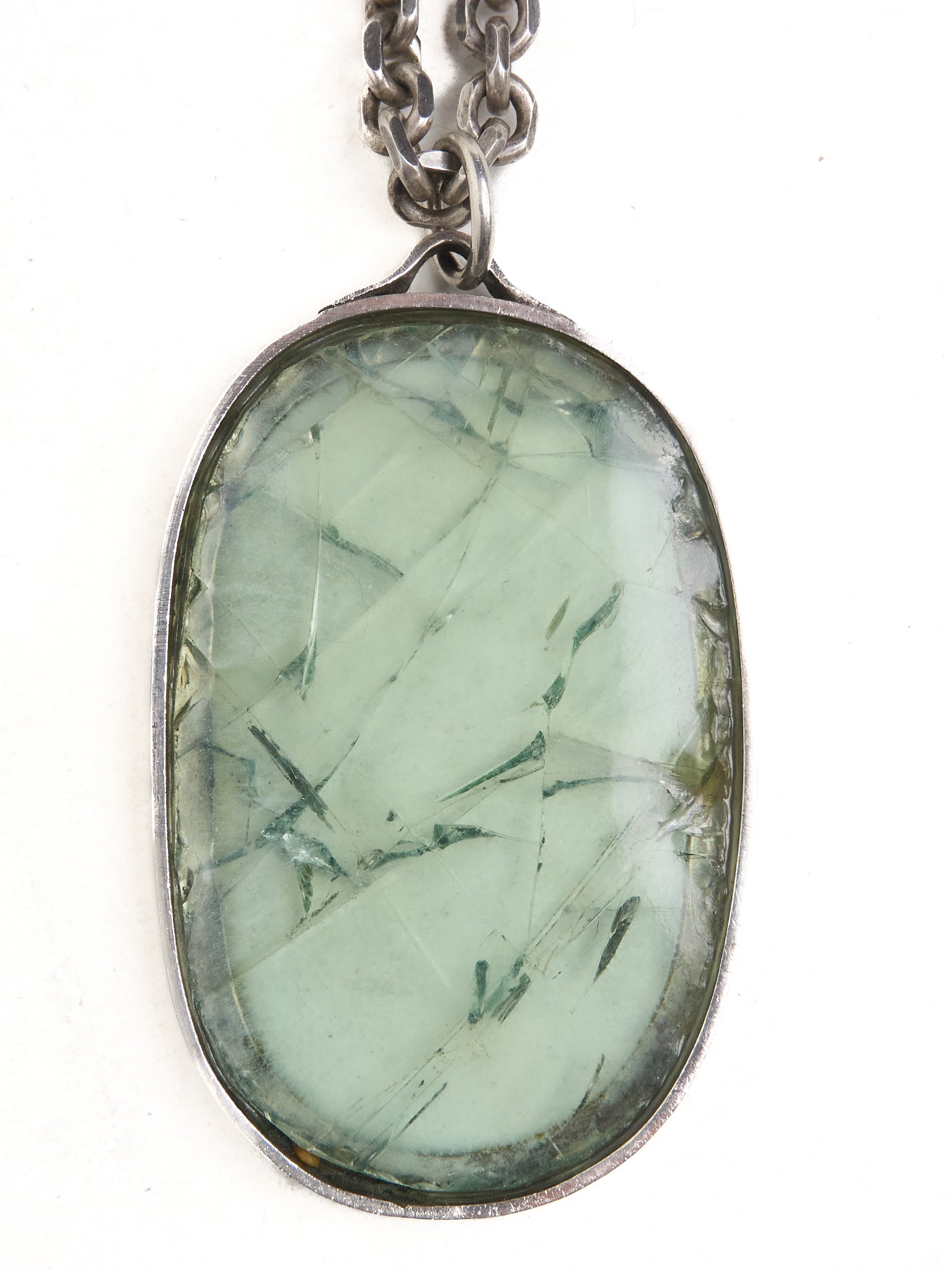 DEEPTI Collection 016-17 Shattered Glass Encase Silver Necklace