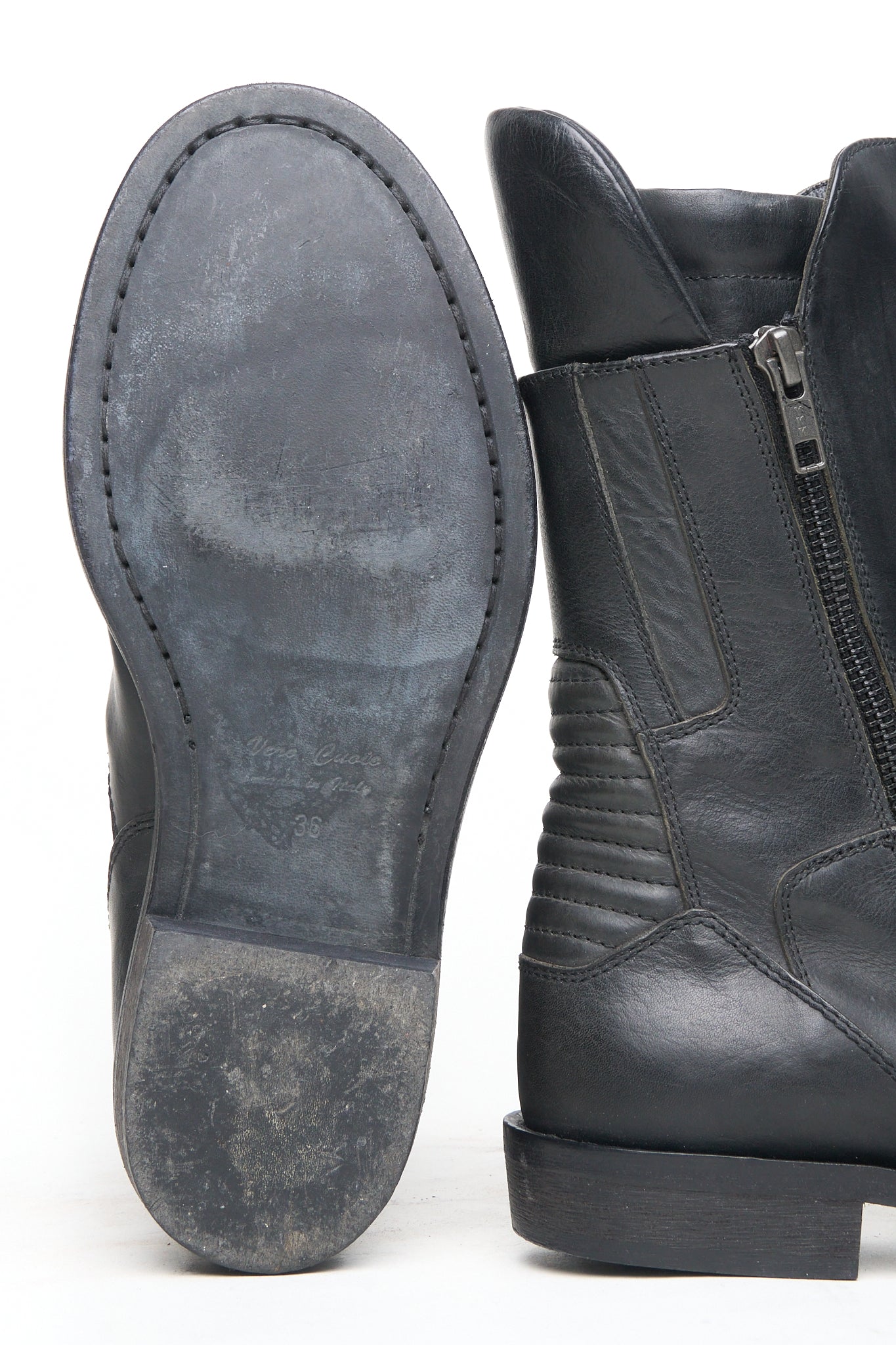 S/S16 Ann Demeulemeester Vitello Olio Nero Biker Boots