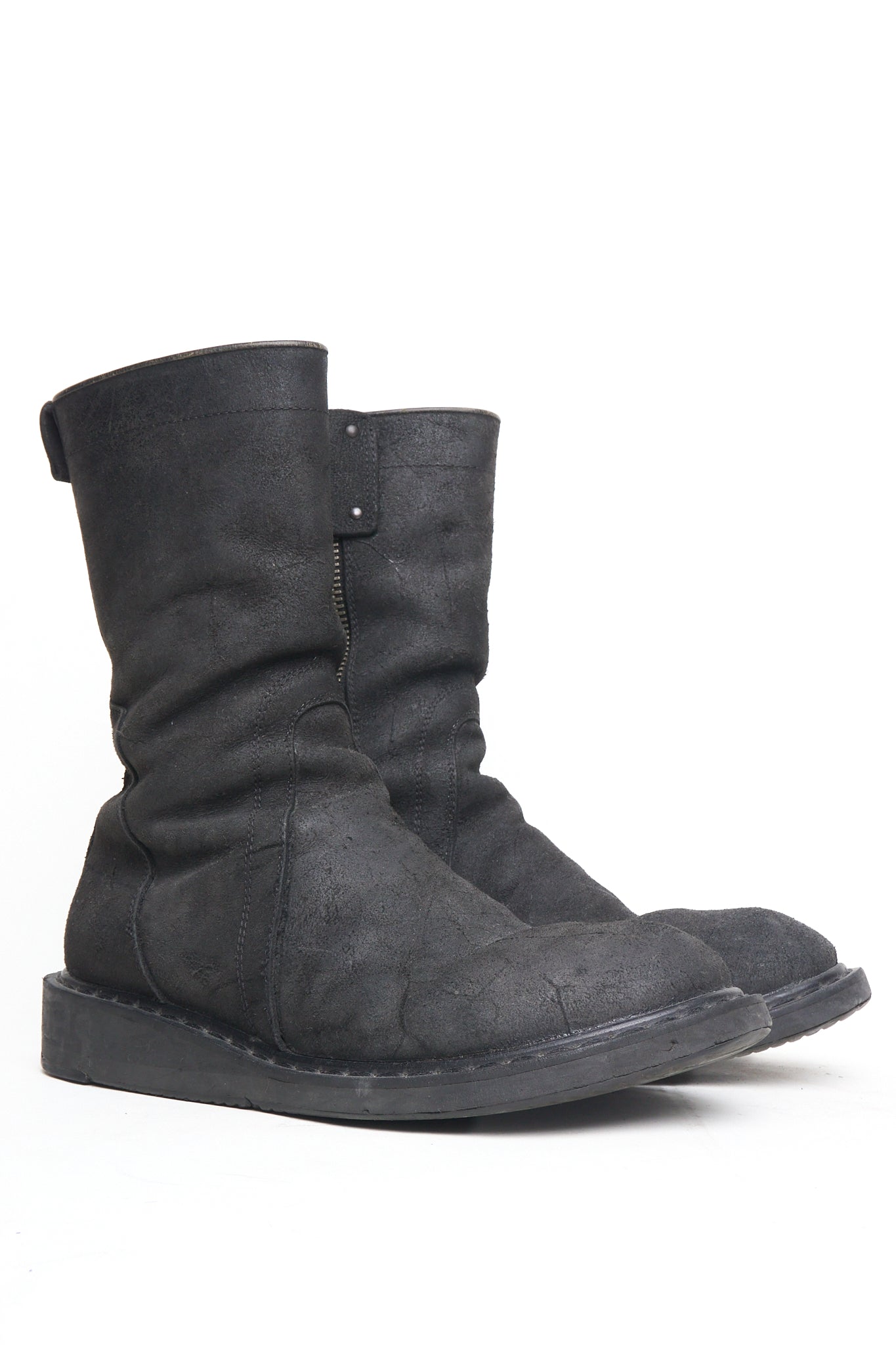A/W09 Rick Owens "CRUST" Side Zip Reverse Cow Leather Creeper Boots