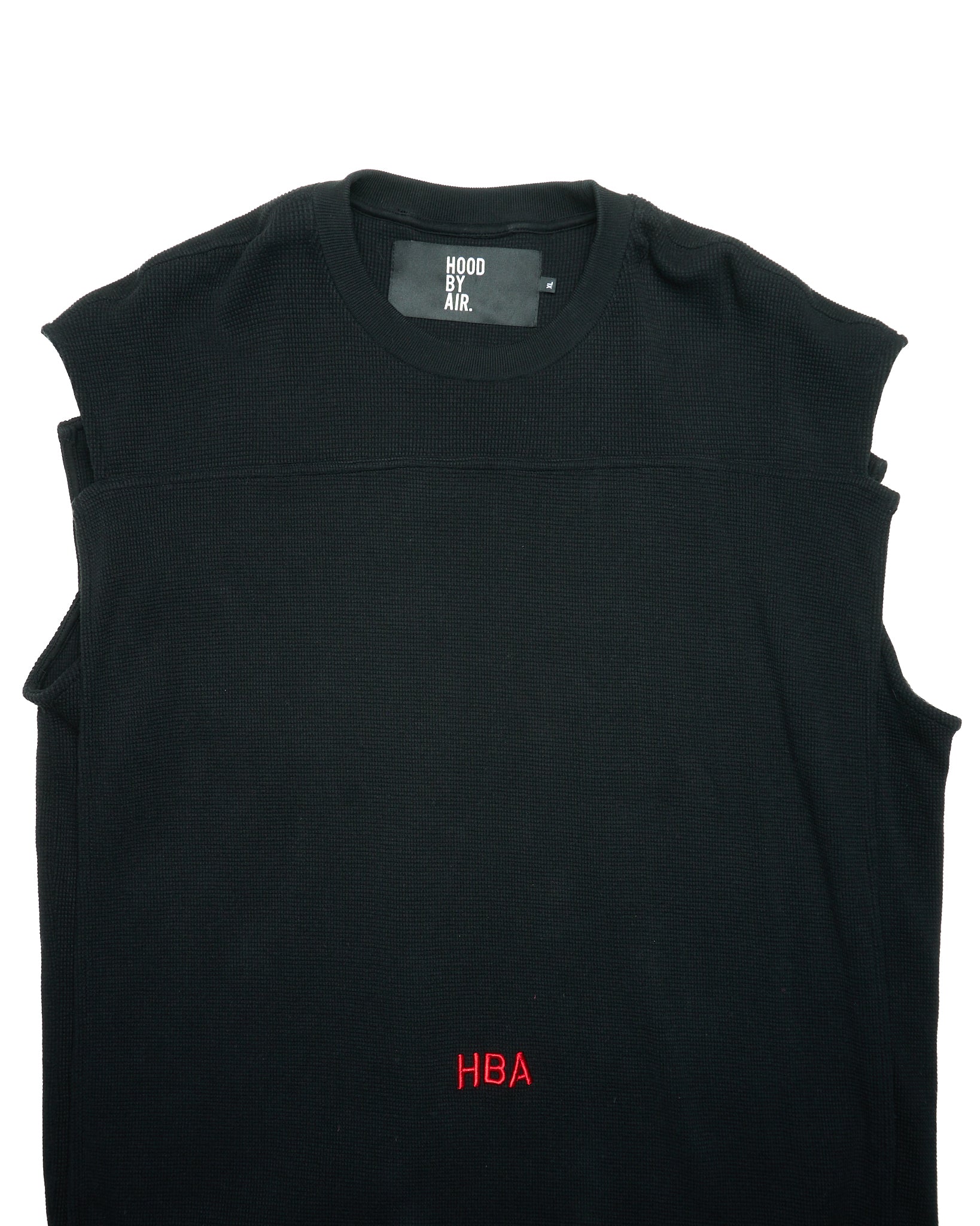 HOOD BY AIR Embroidered Logo Double Logo Sleeveless Waffle Knit Shirt
