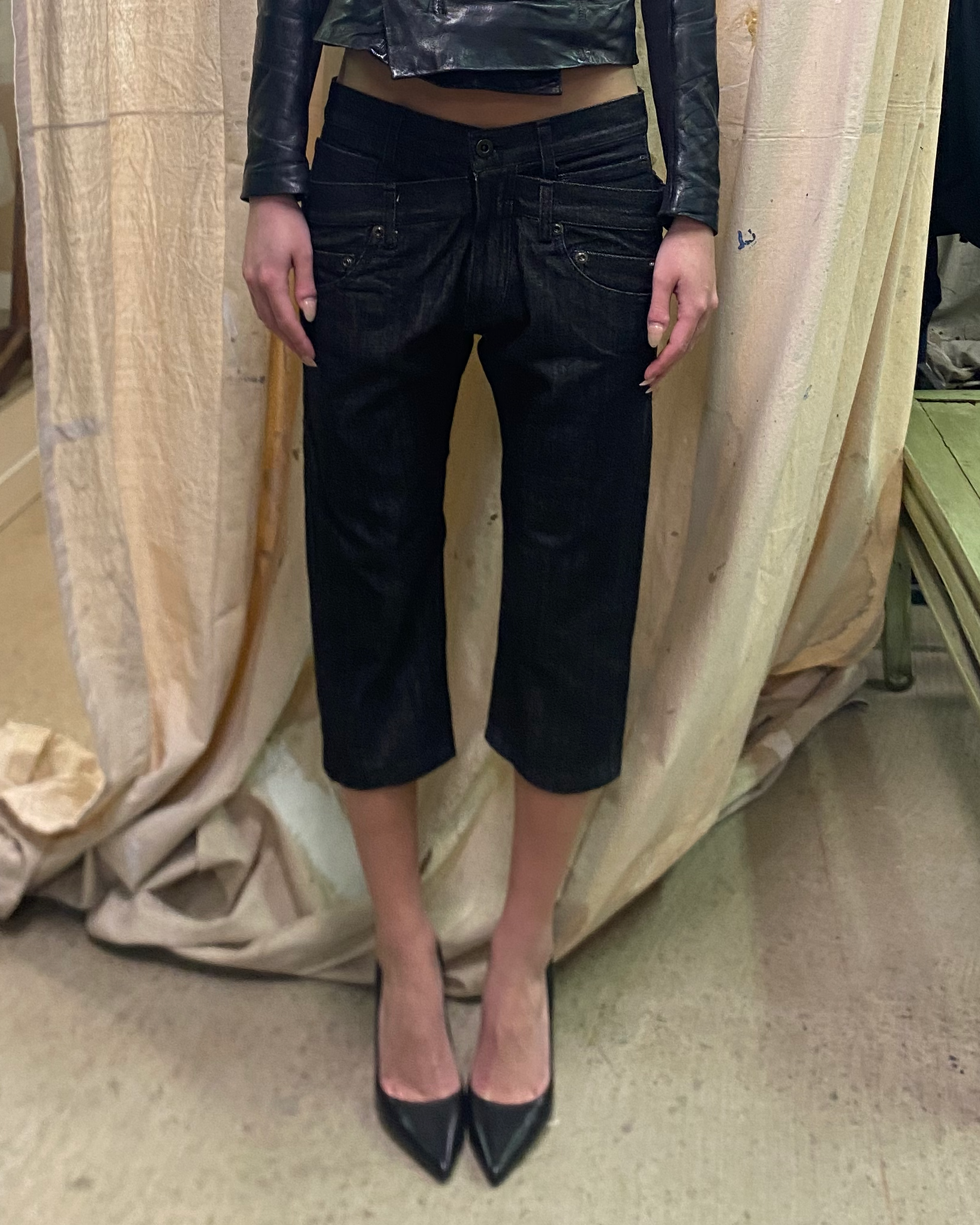 Early 00s nude:masahiko maruyama Deconstructed Double-waisted Cropped Denim
