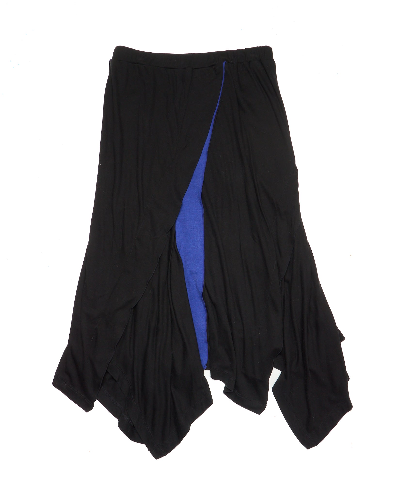Issey Miyake Tissue Hem Ruffled Blue Accent Skirt