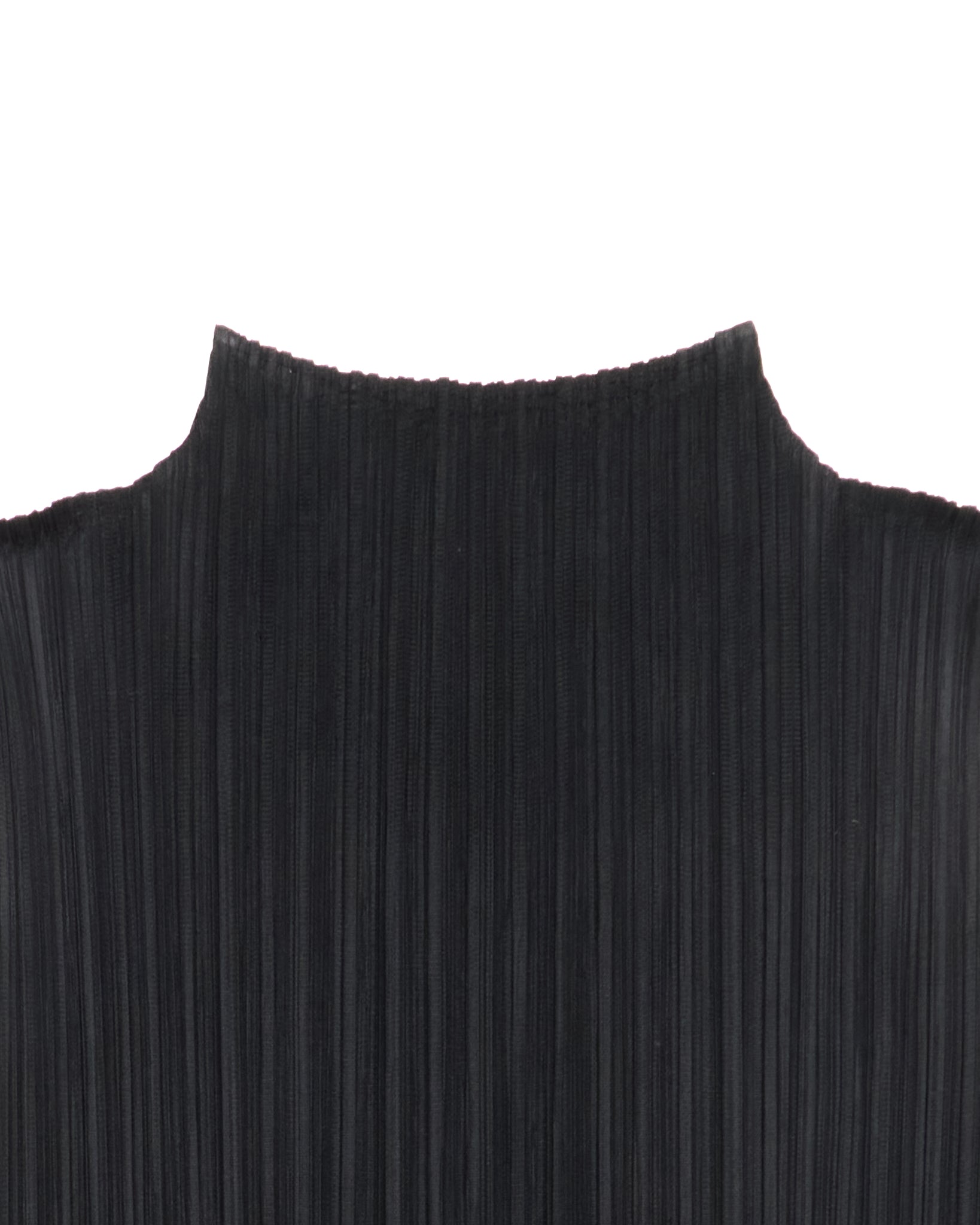 Close-up of a black pleated garment on a white background
