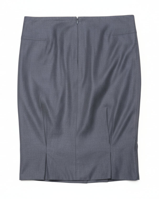 Hussein Chalayan Grey Pleated Pencil Midi Skirt