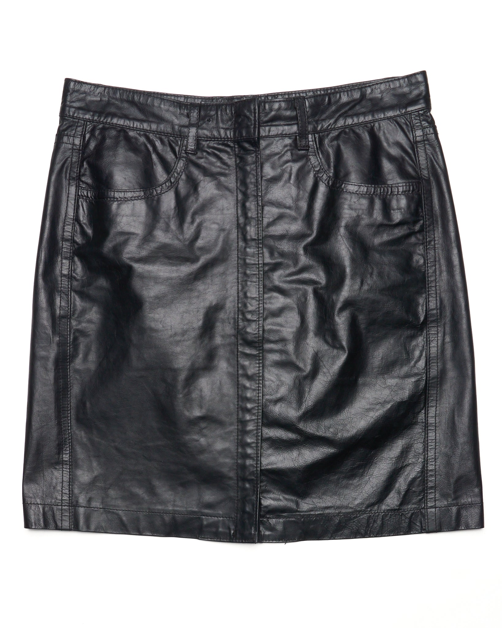 S/S01 Ann Demeulmeester Leather Mini Skirt