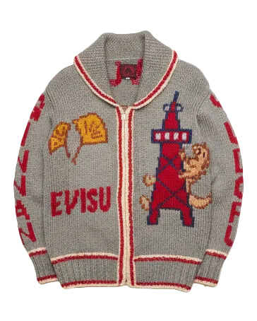 Early 00s EVISU “Goalla” Cowichan Sweater