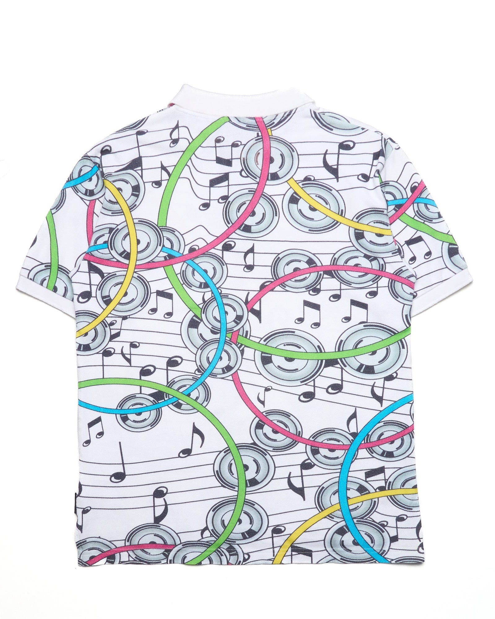 Late 00s Swagger Musical Notes Printed Polo Shirt