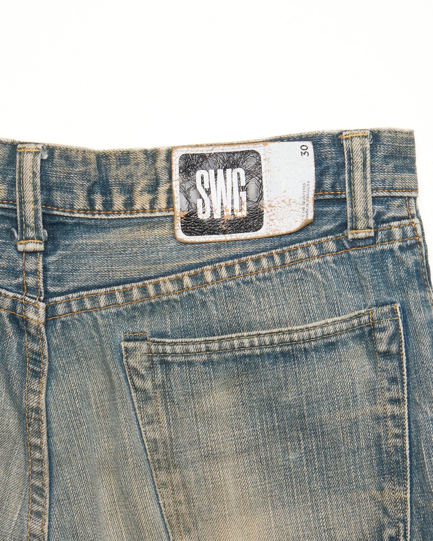 Early 00s Swagger Distressed Straight-Cut Jeans