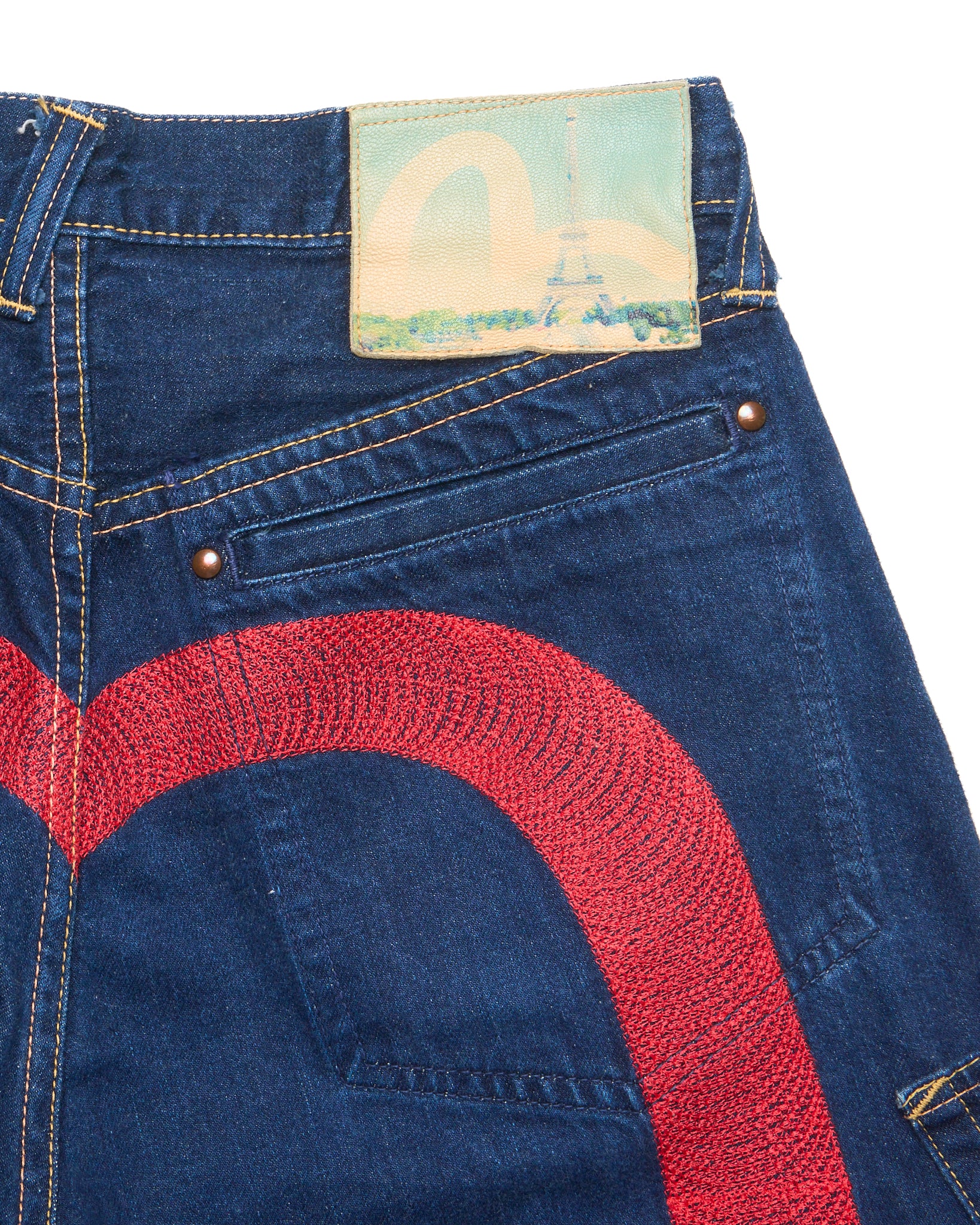 Early 00s EVISU Paris Hand-Paint Multi-Pocket Diakoku Selvedge Jeans