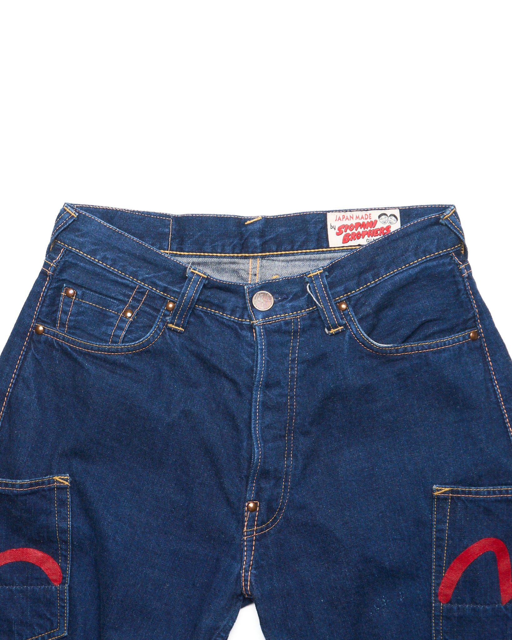 Early 00s EVISU Paris Hand-Paint Multi-Pocket Diakoku Selvedge Jeans