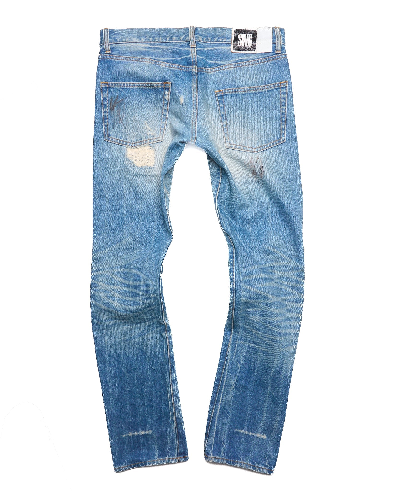Late 00s Swagger Patchwork Crash Jeans