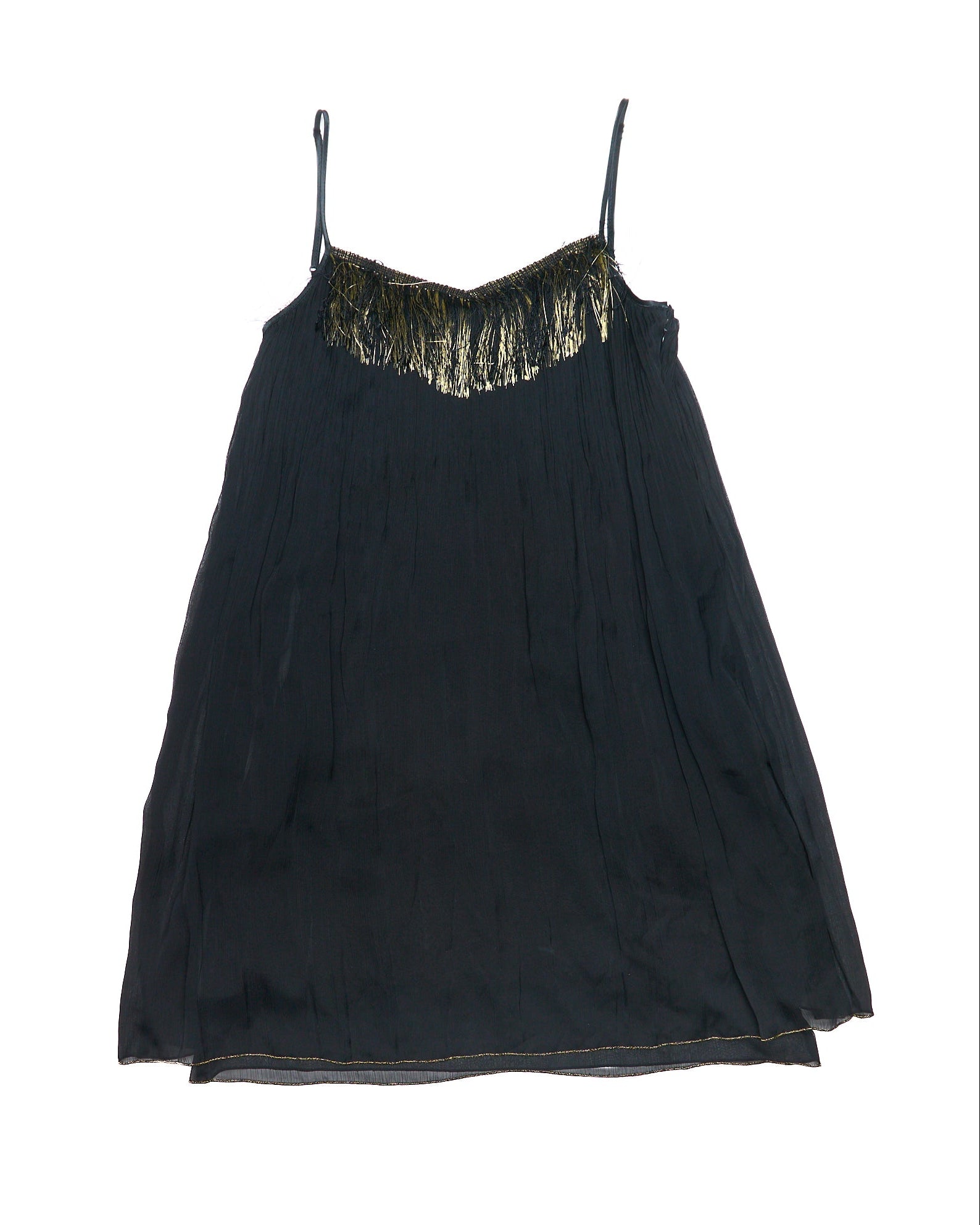 5351 Pour Les Femmes Gold Fringe Tank/Mini Dress
