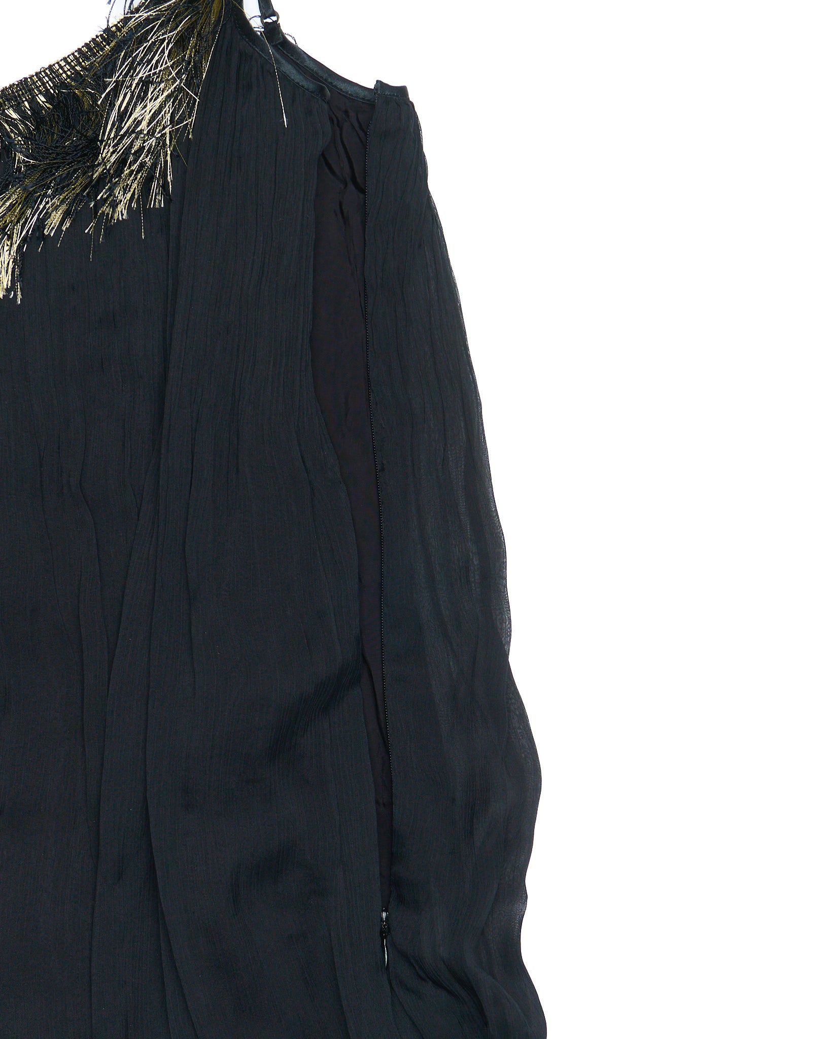 5351 Pour Les Femmes Gold Fringe Tank/Mini Dress