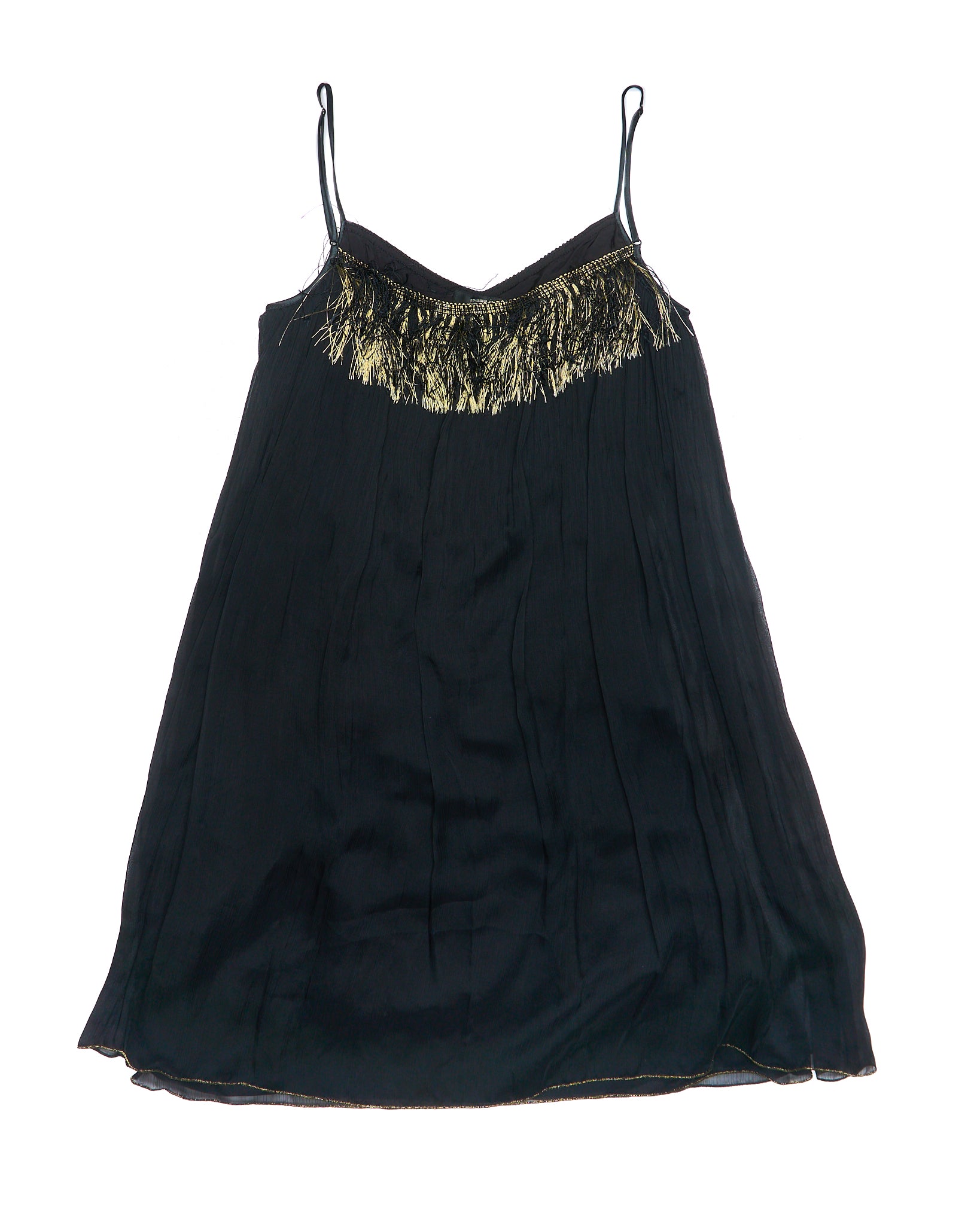 5351 Pour Les Femmes Gold Fringe Tank/Mini Dress