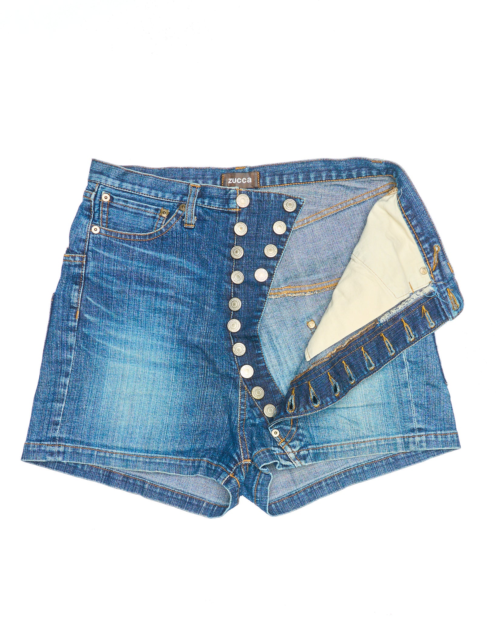 Early 00s Zucca Zip-Detail Denim Shorts