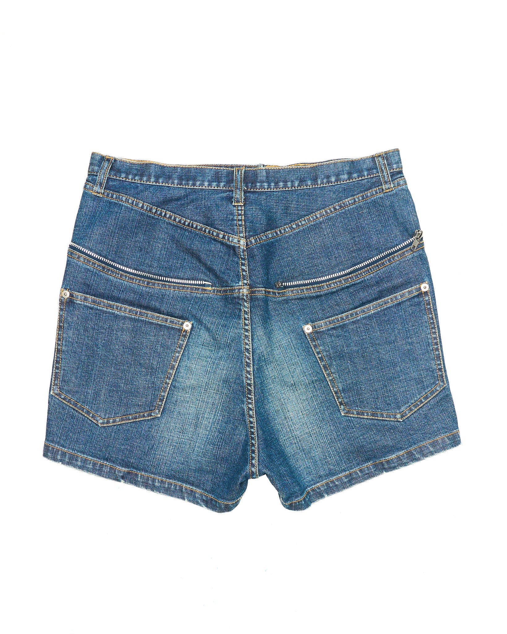 Early 00s Zucca Zip-Detail Denim Shorts