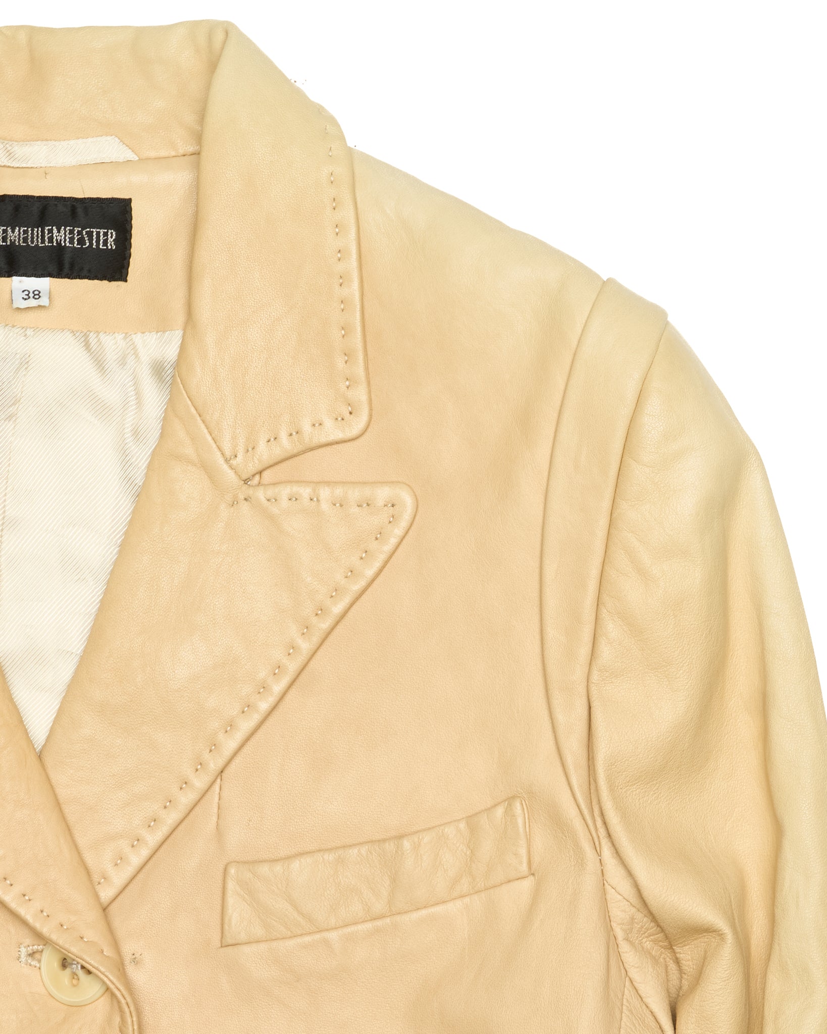 00s Ann Demeulemeester Cream Leather Tailored Blazer