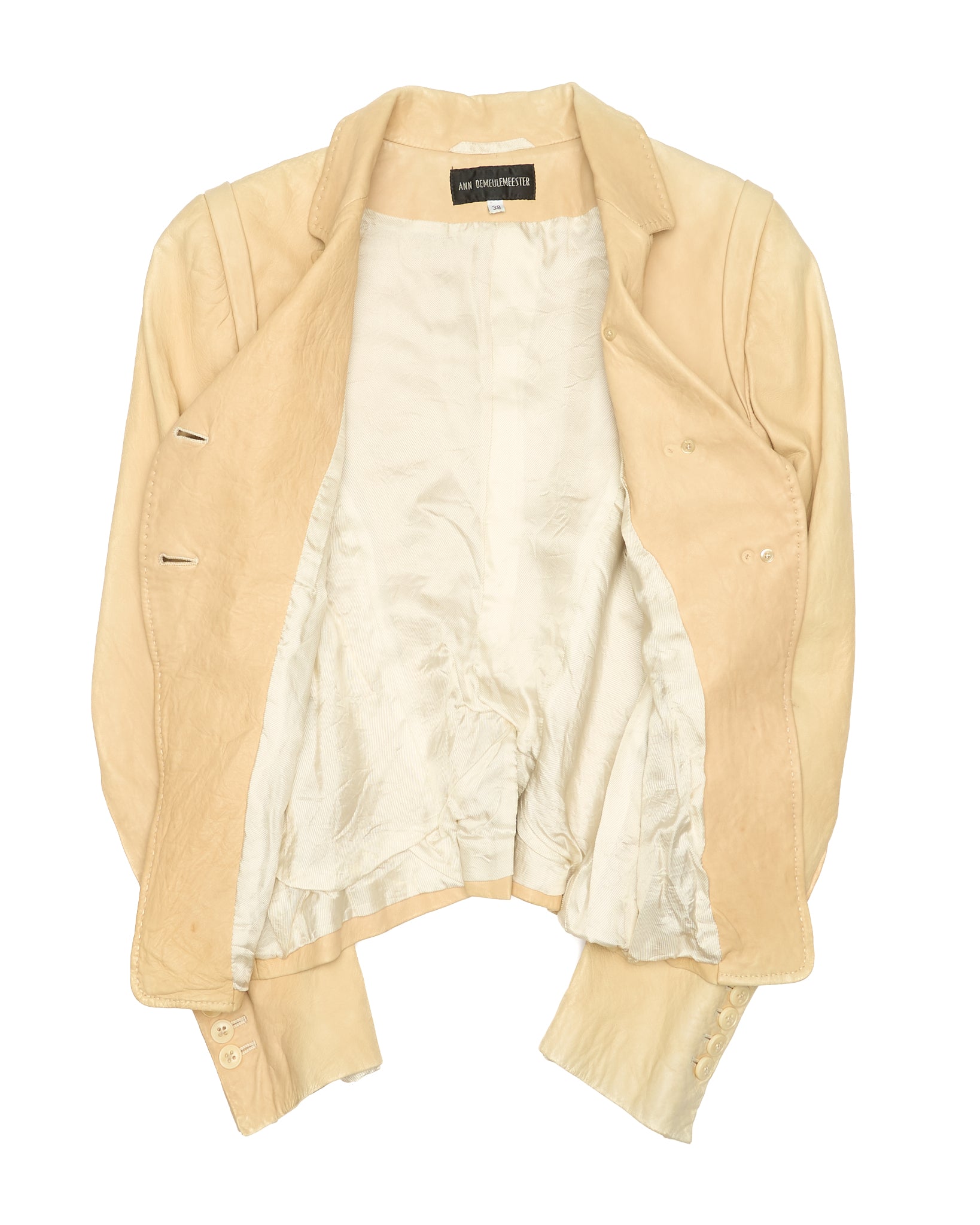 00s Ann Demeulemeester Cream Leather Tailored Blazer