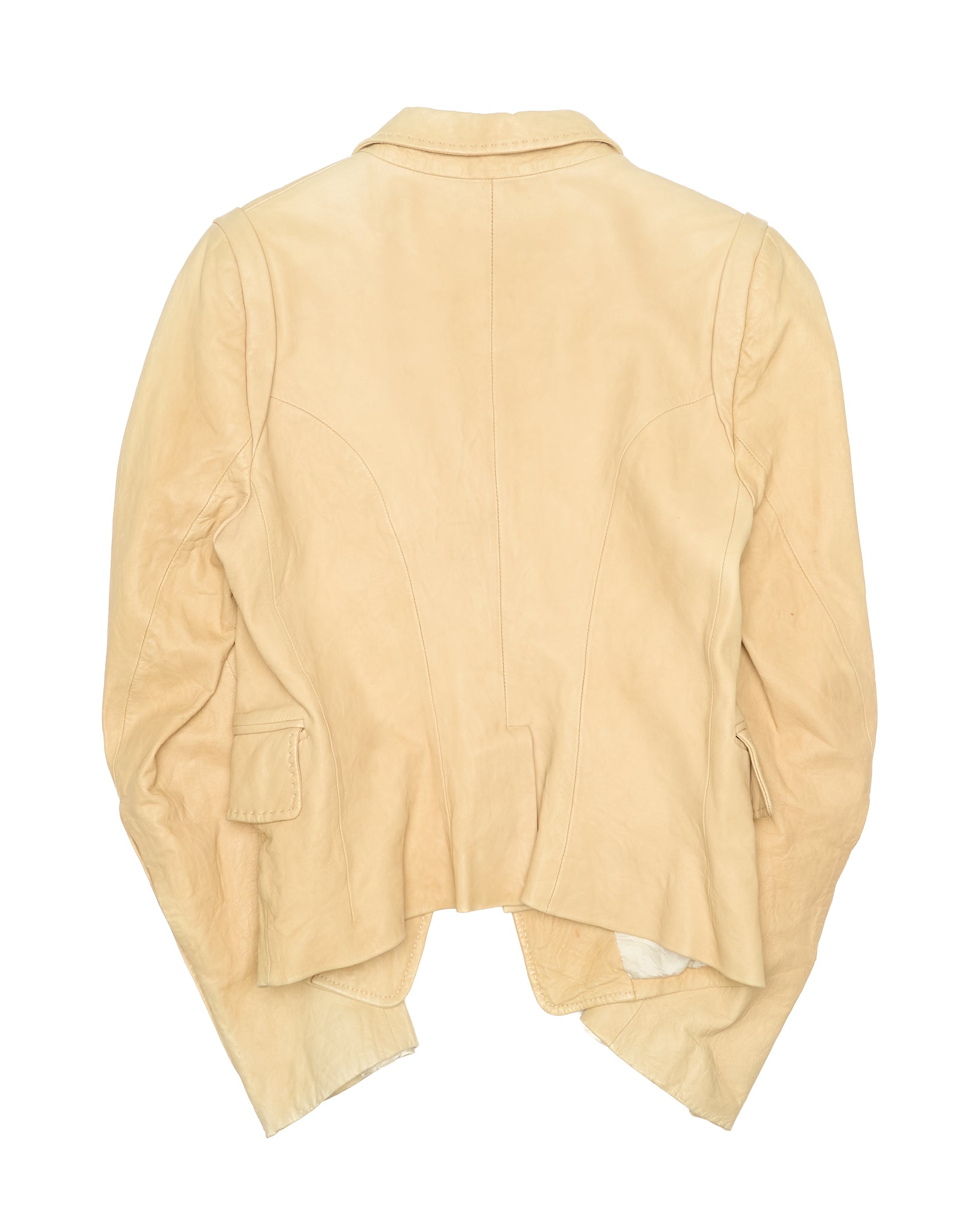 00s Ann Demeulemeester Cream Leather Tailored Blazer
