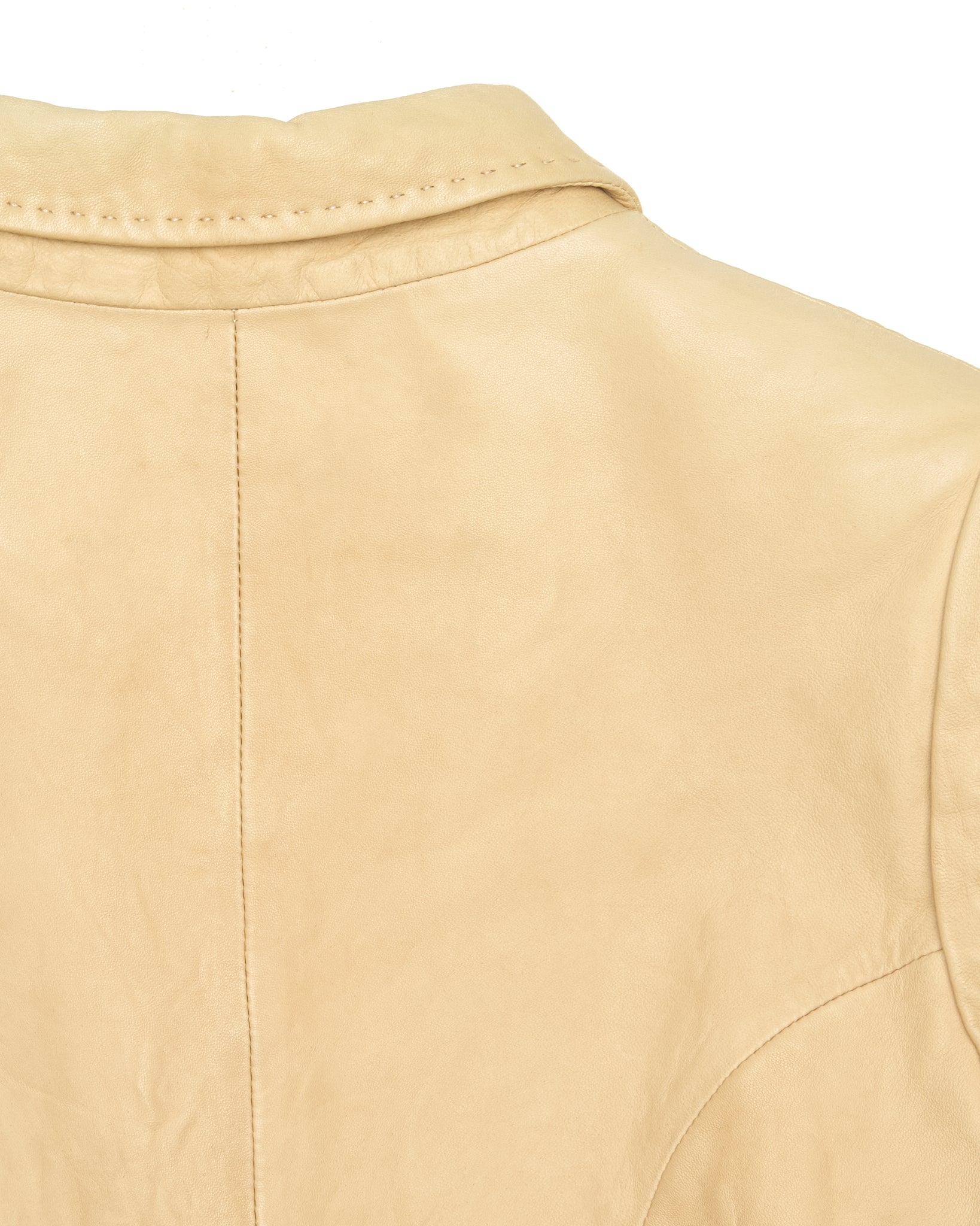 00s Ann Demeulemeester Cream Leather Tailored Blazer