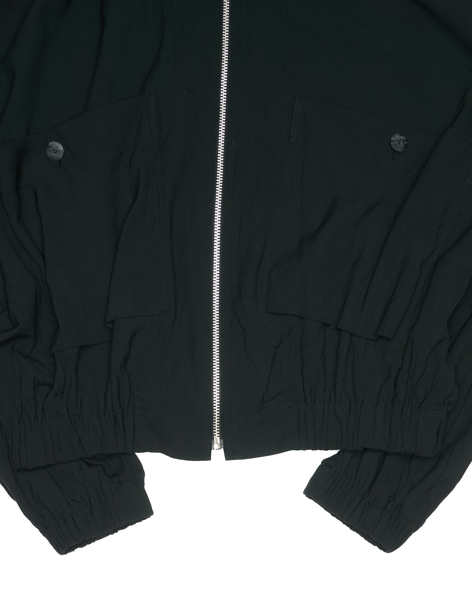 Late 00s Issey Miyake Black Elasticated Cropped Black Blouson Jacket