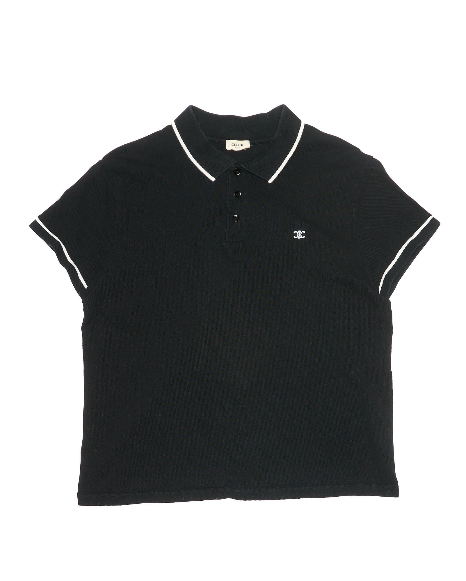 Early 2020s Celine Triomphe Embroidered Cotton Pique Shirt