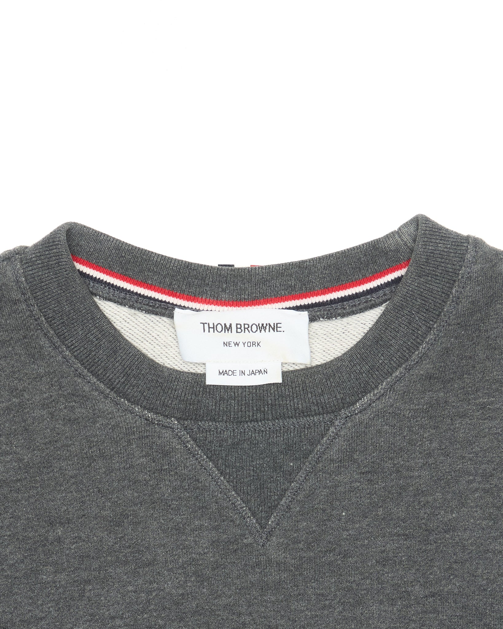 Early 2010s Thom Browne 4-Bar Loopback Charcoal Gray Crewneck Sweatshirt