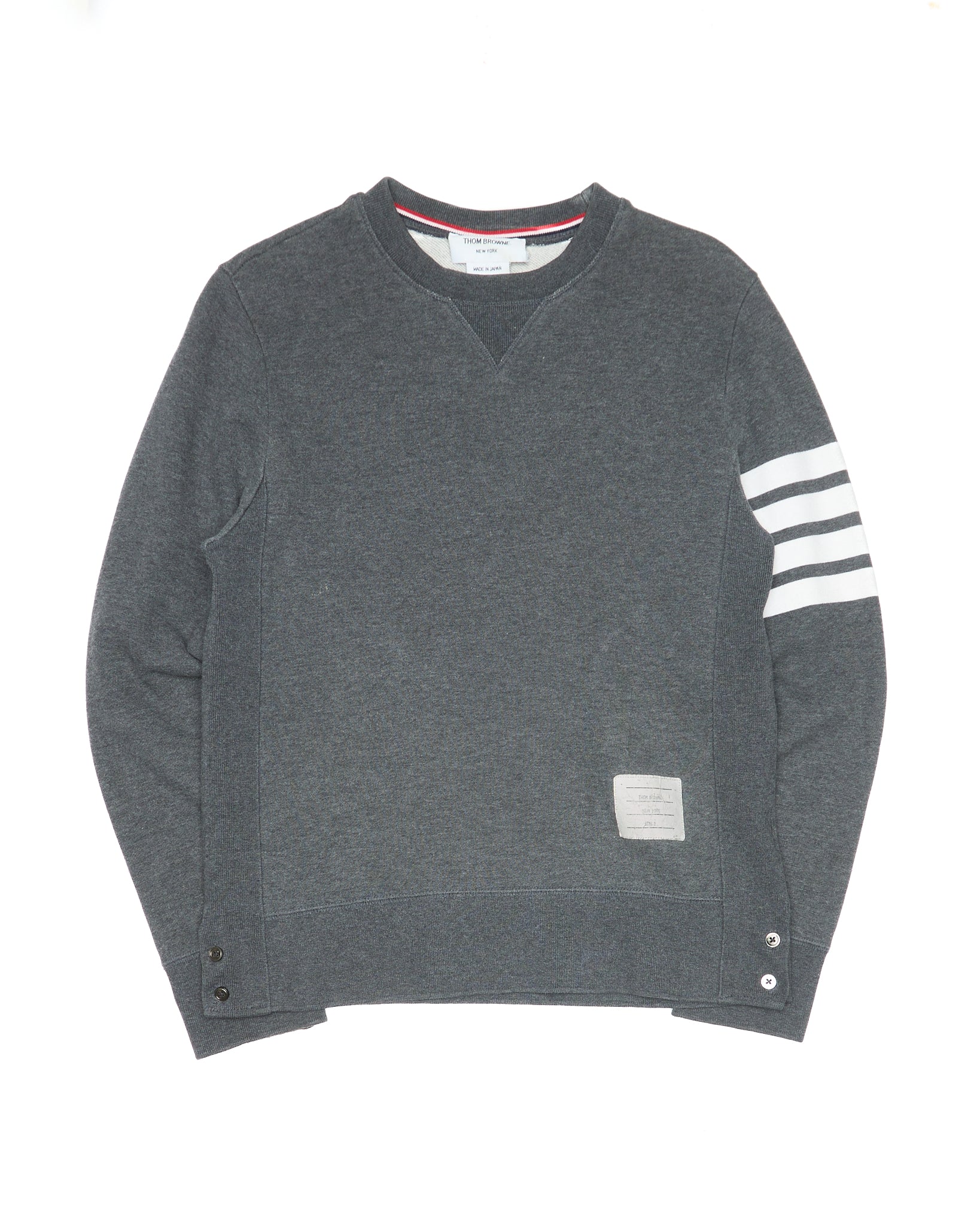 Early 2010s Thom Browne 4-Bar Loopback Charcoal Gray Crewneck Sweatshirt
