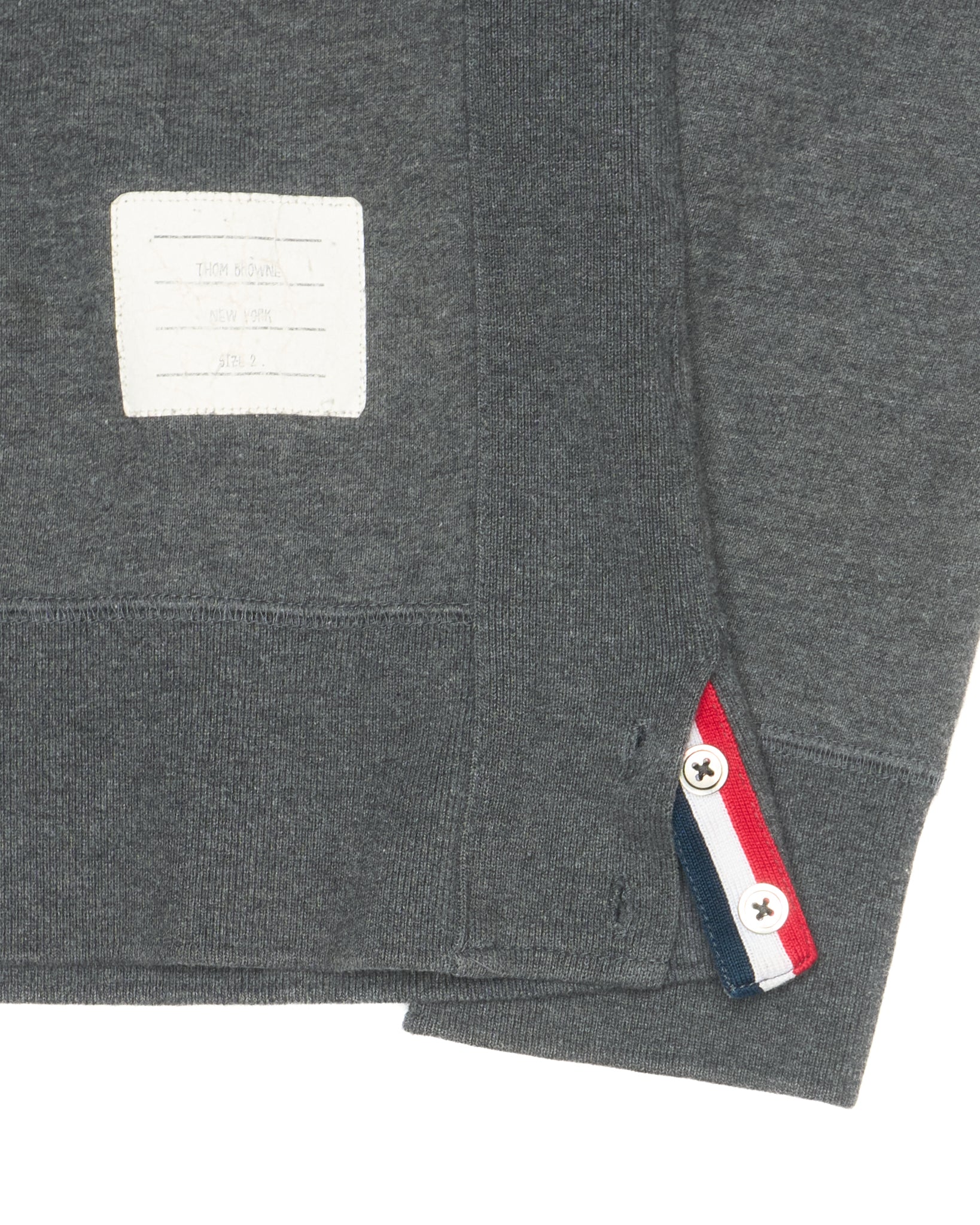 Early 2010s Thom Browne 4-Bar Loopback Charcoal Gray Crewneck Sweatshirt