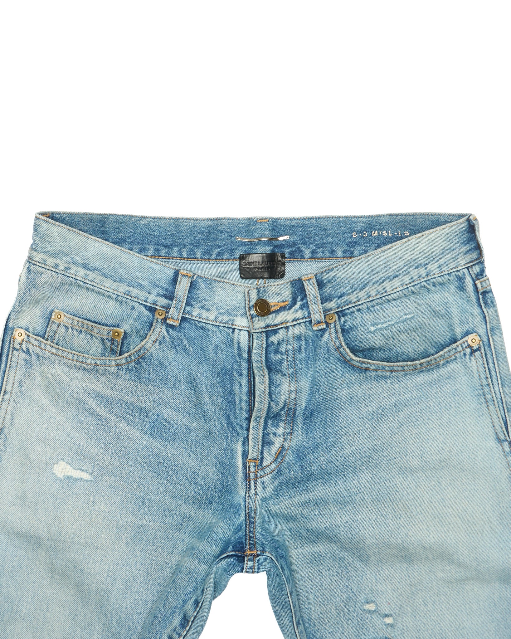 2010s Saint Laurent Paris 'D13' Faded Light Indigo Denim