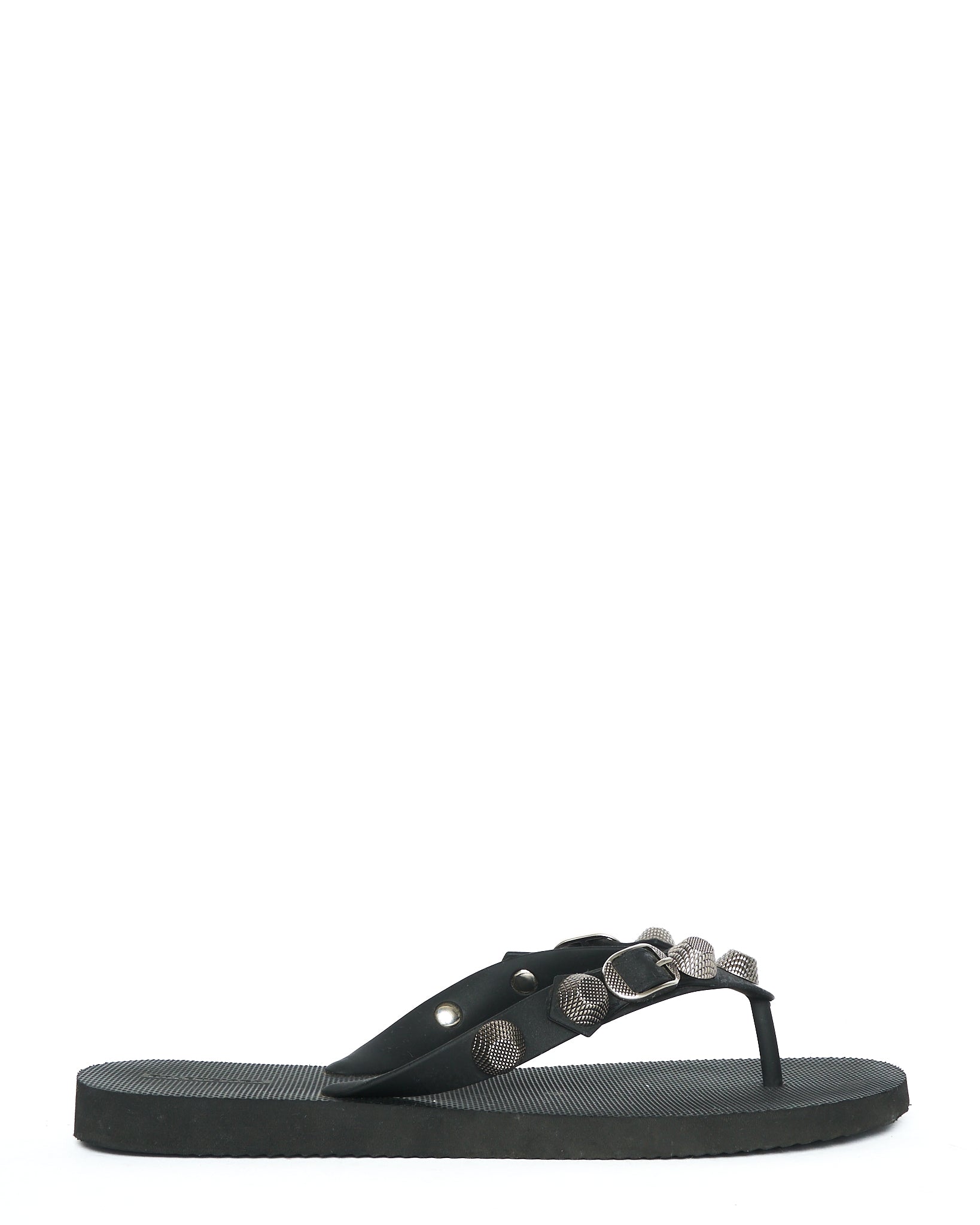 Balenciaga Giant Stud Black Rubber Flip Flops