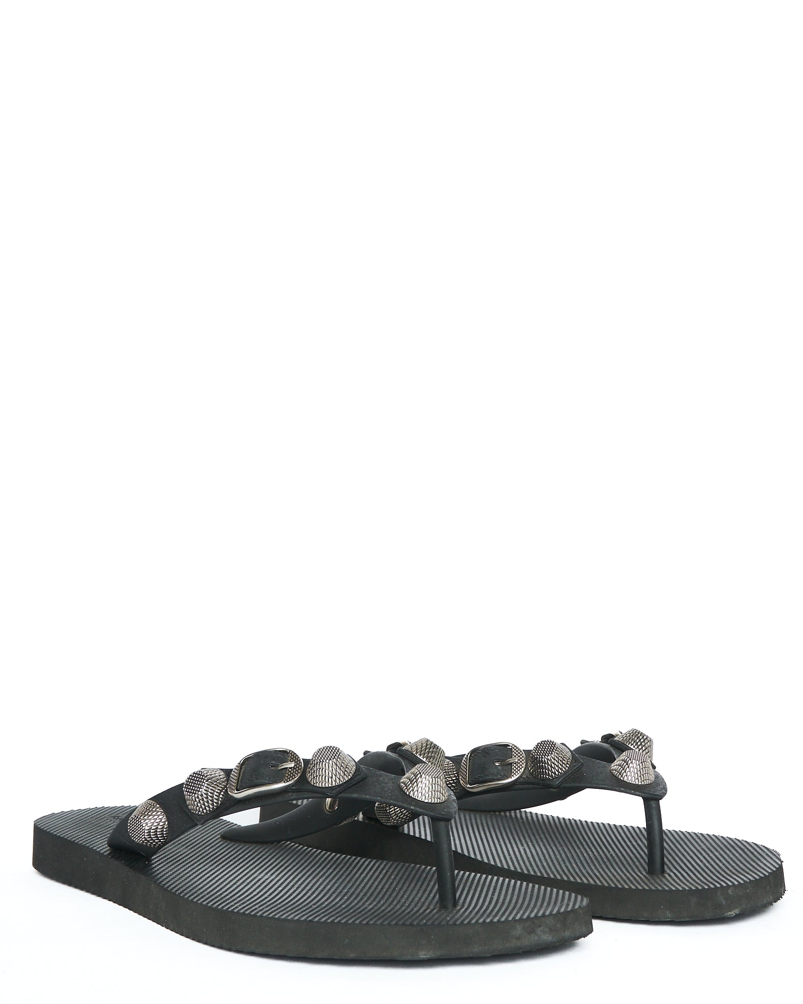 Balenciaga Giant Stud Black Rubber Flip Flops