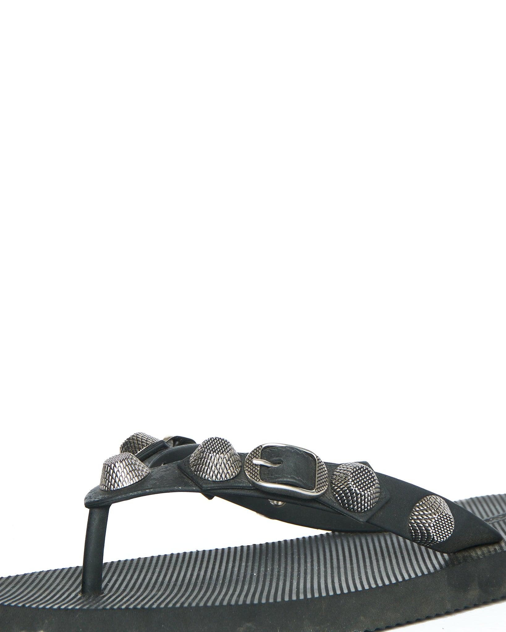 Balenciaga Giant Stud Black Rubber Flip Flops