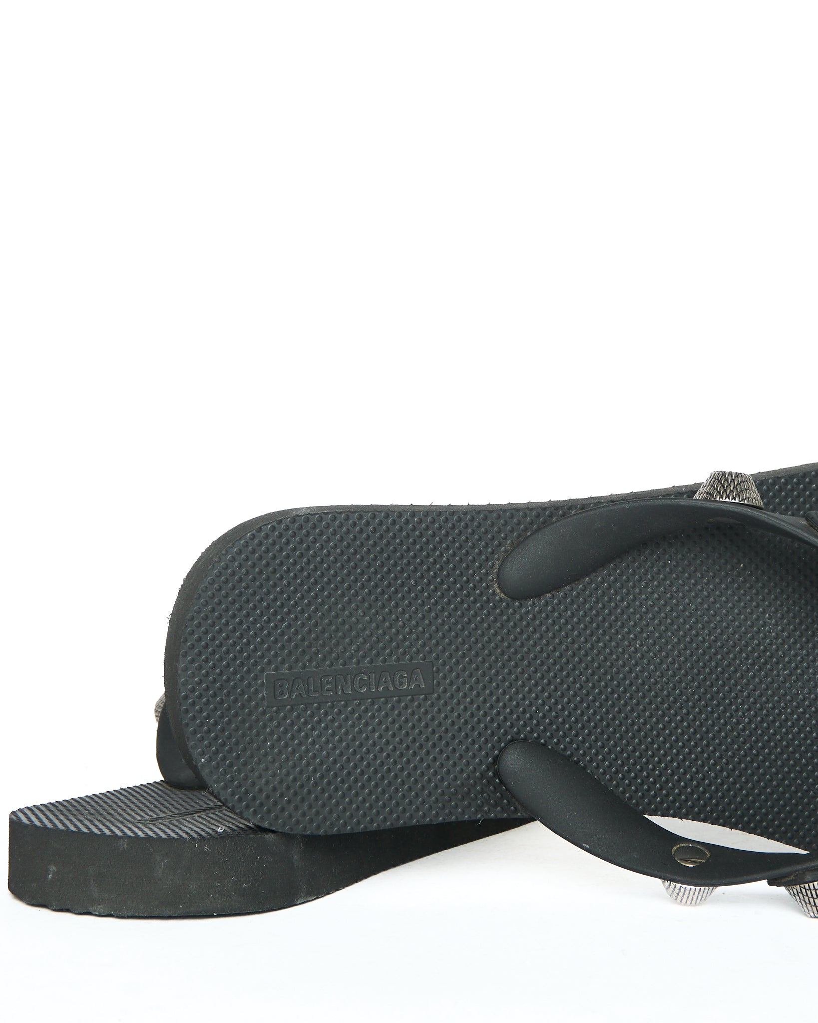 Balenciaga Giant Stud Black Rubber Flip Flops