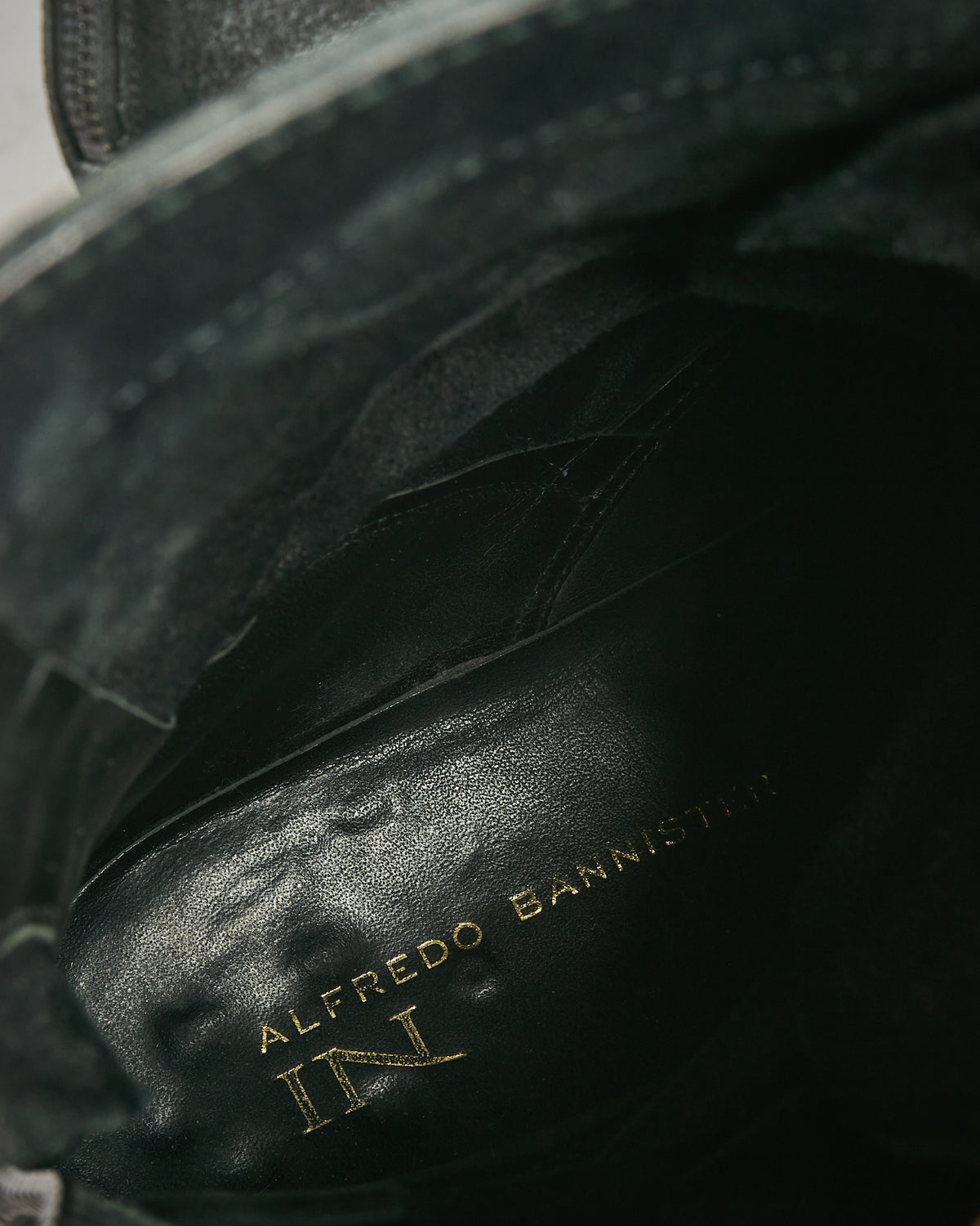 Late 00s Alfredo Bannister IN Reverse Leather Lace-Up Back-Zip Combat Boots