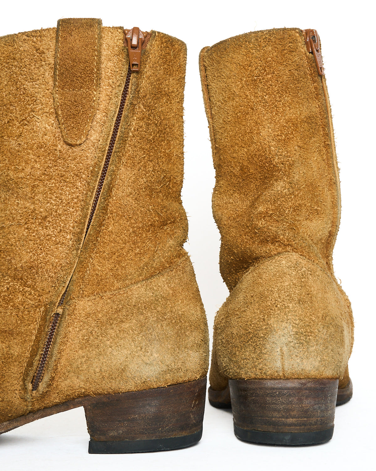Mid 2010s Saint Laurent Paris Tan Suede Wyatt Side Zip Ankle Boots