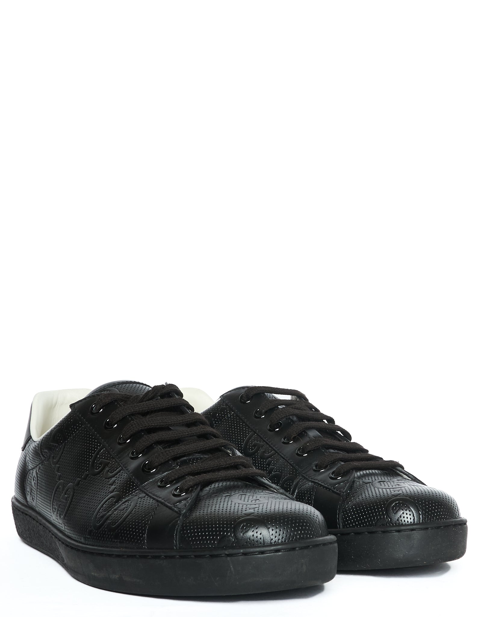 Gucci Ace GG Embossed Black Tennis Sneakers