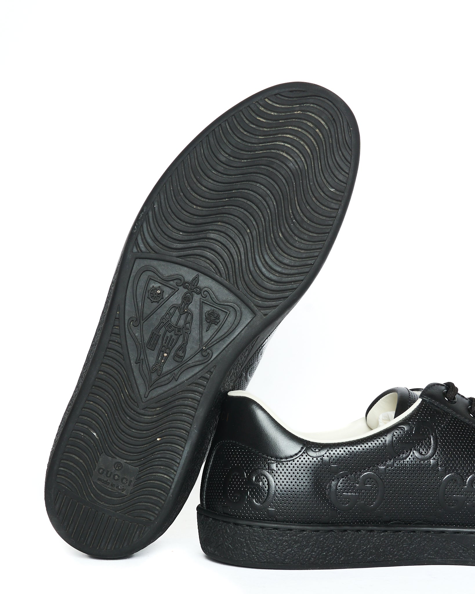 Gucci Ace GG Embossed Black Tennis Sneakers