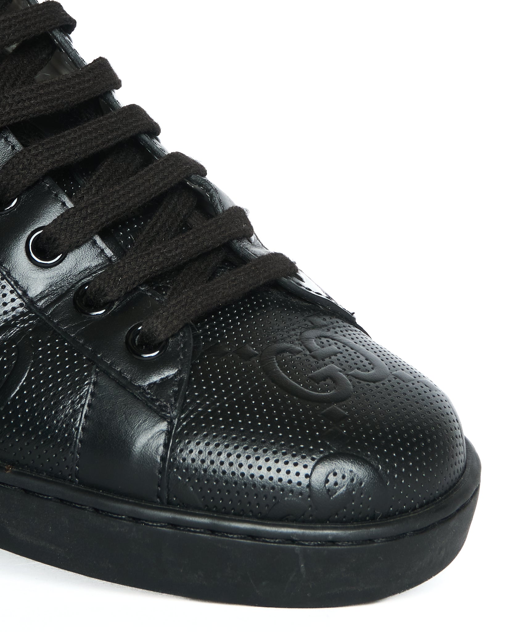 Gucci Ace GG Embossed Black Tennis Sneakers