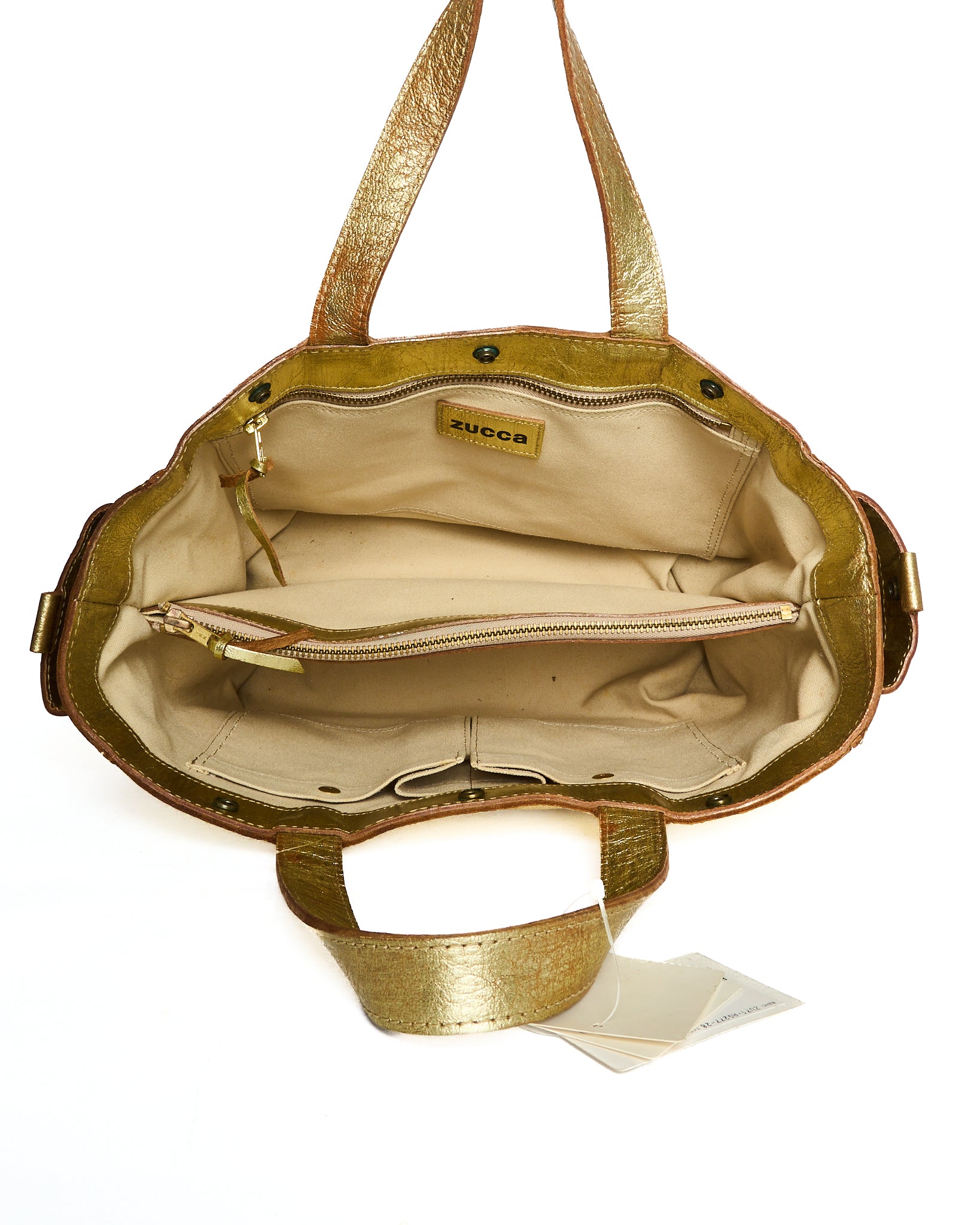 Zucca Gold Leather Tote Bag