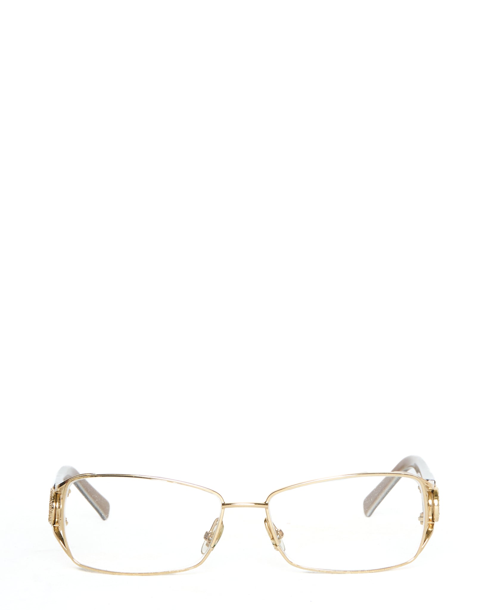 Mid 00s Gucci GG2812 J5G Rectangular Semi-Rimless Eyeglass Frames